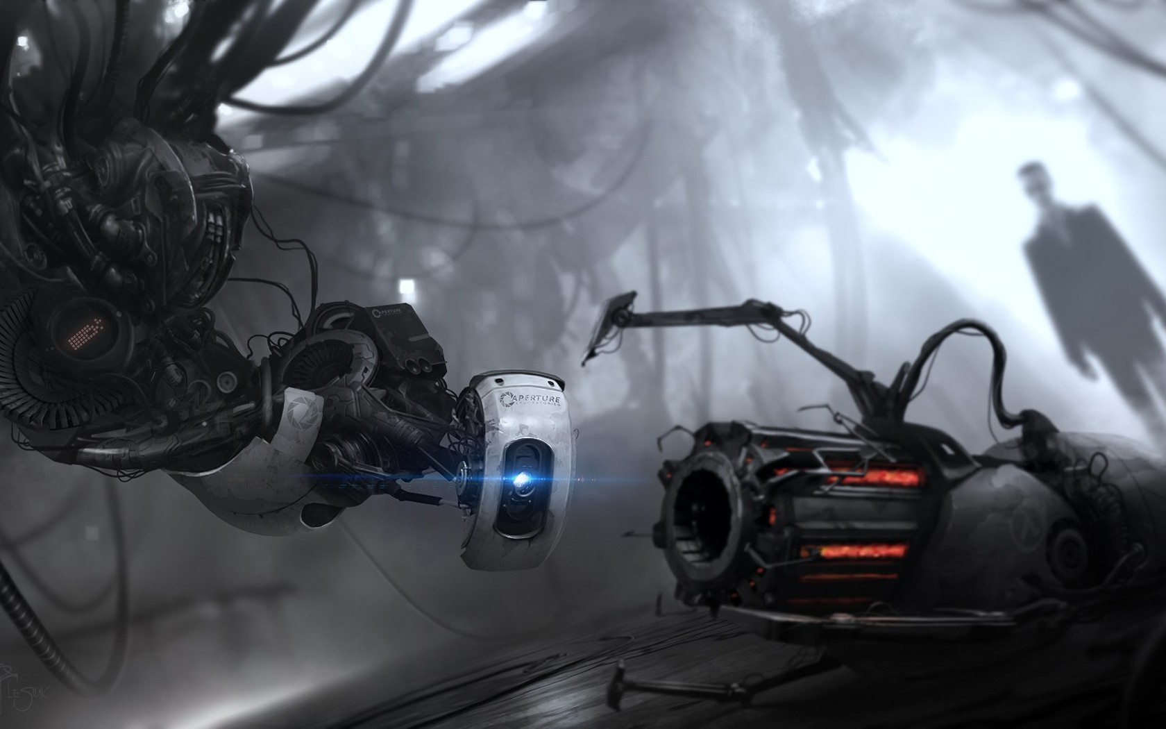 G-Man and Portal Gun in Portal 2 HD Wallpaper
