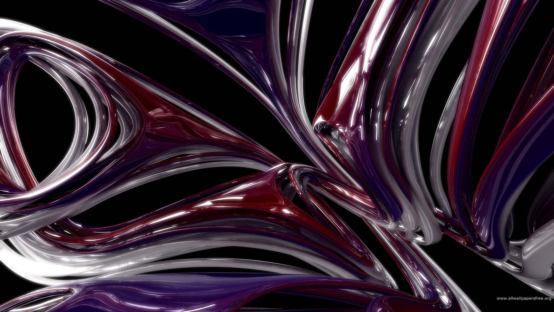 Abstract 3D purple and red metallic swirls HD Wallpaper