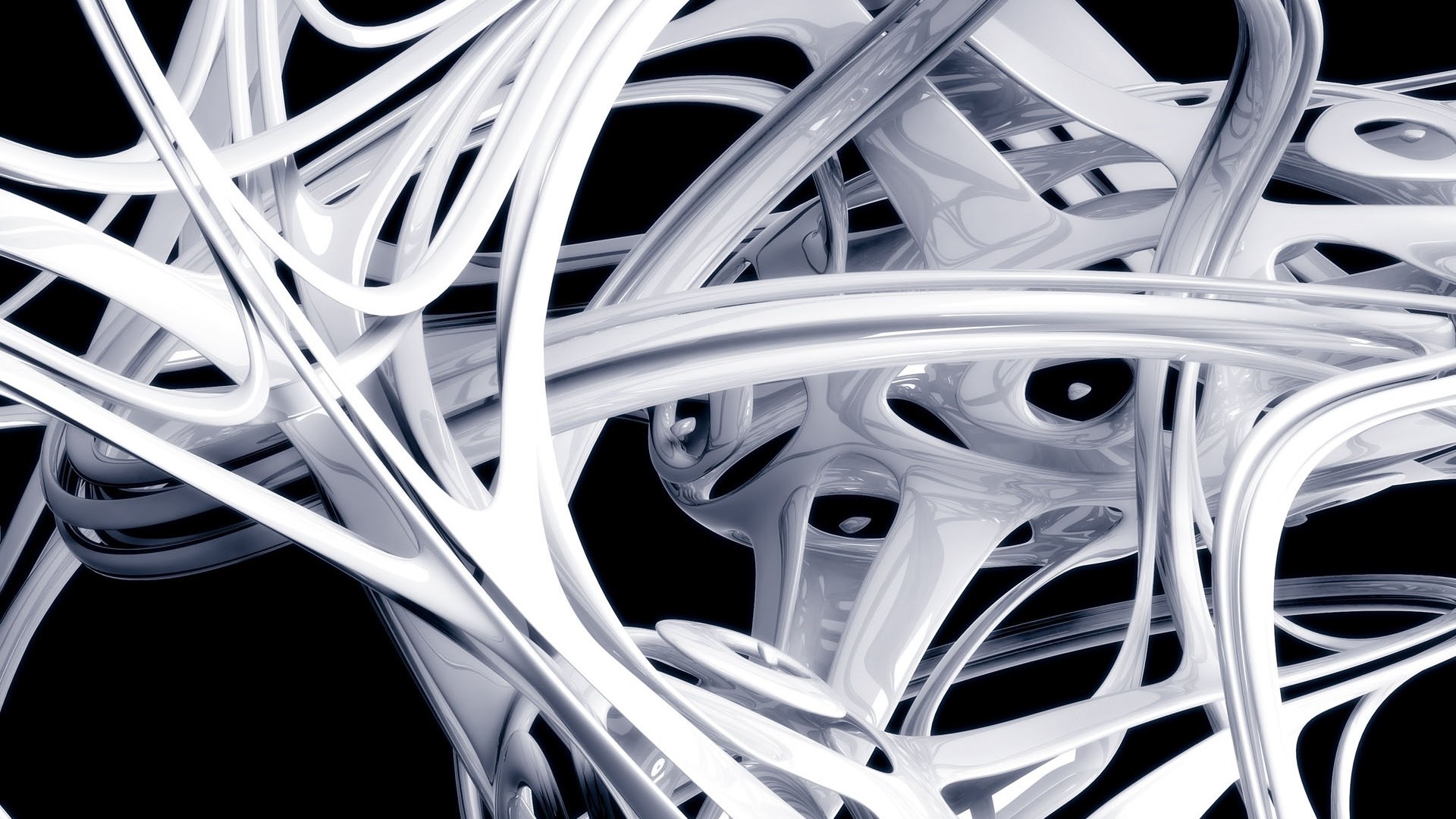 Abstract 3D render of white organic tubes HD Wallpaper