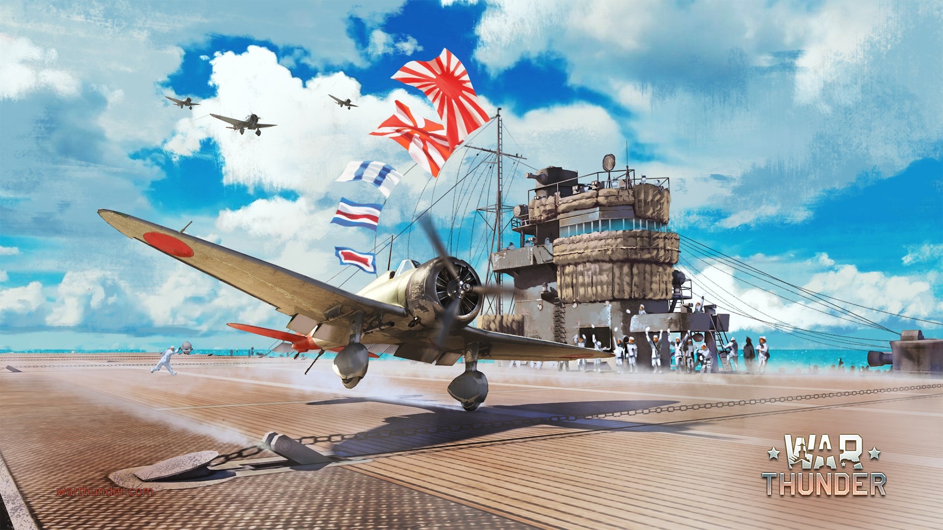 Airplane on aircraft carrier in War Thunder HD Wallpaper