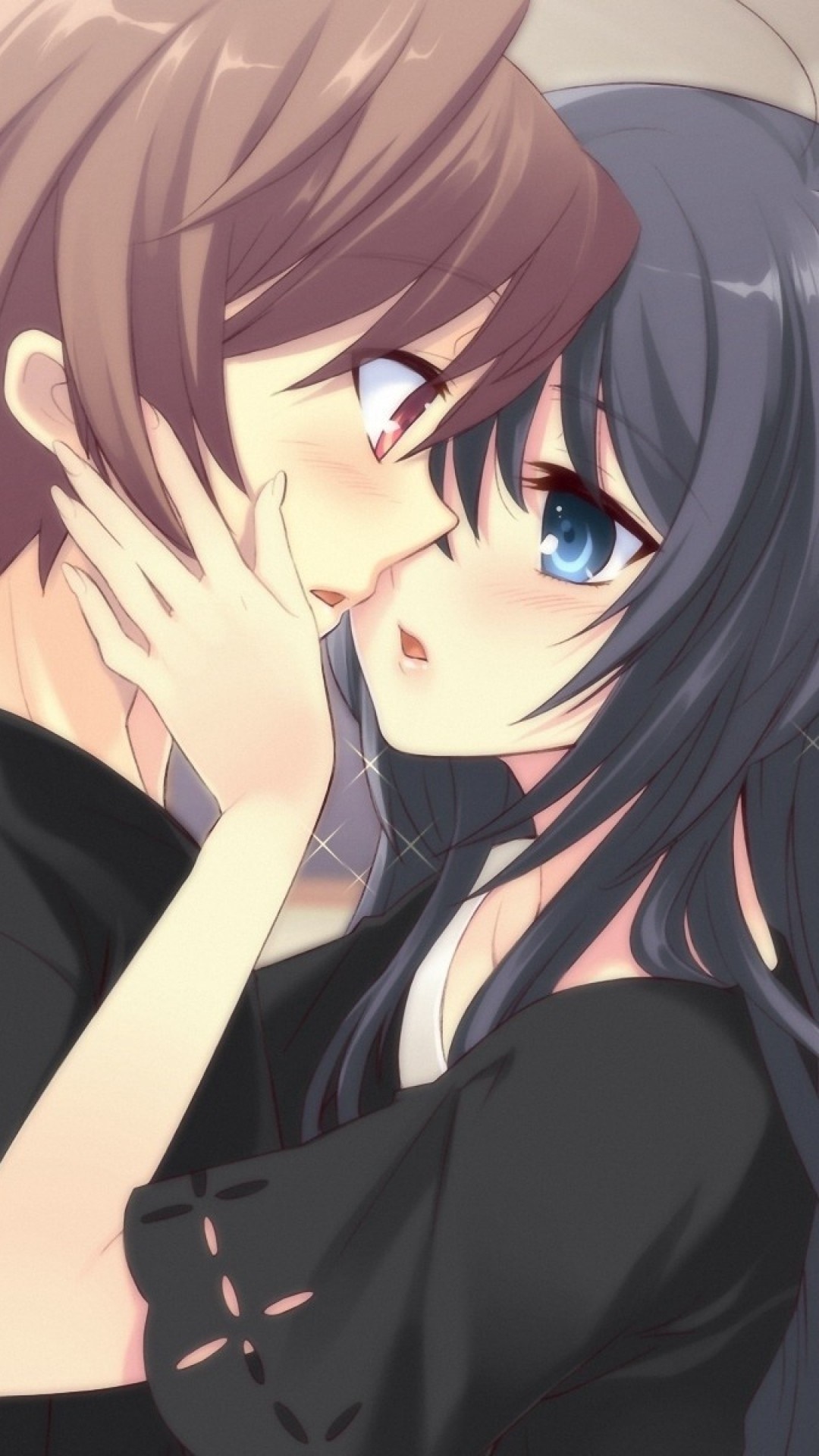Anime couple kissing HD Wallpaper