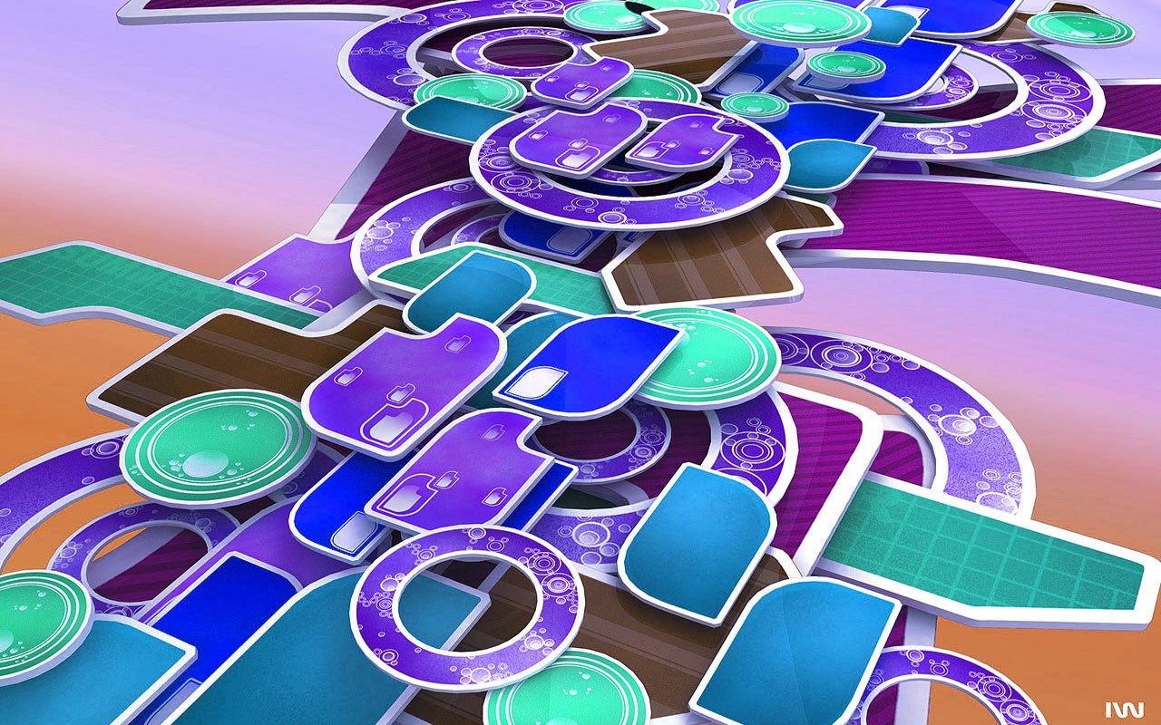Abstract 3D illustration with colorful shapes HD Wallpaper