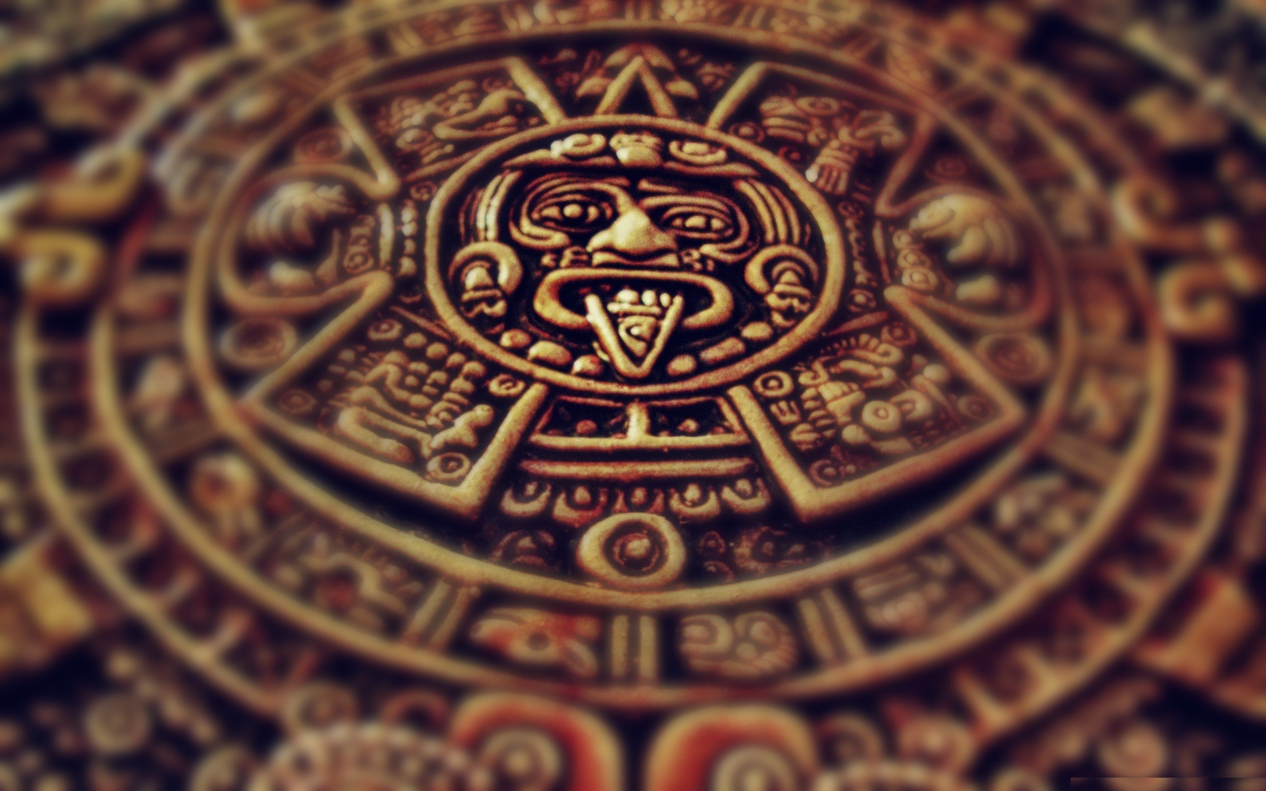 Aztec Sun Stone Calendar Sculpture HD Wallpaper