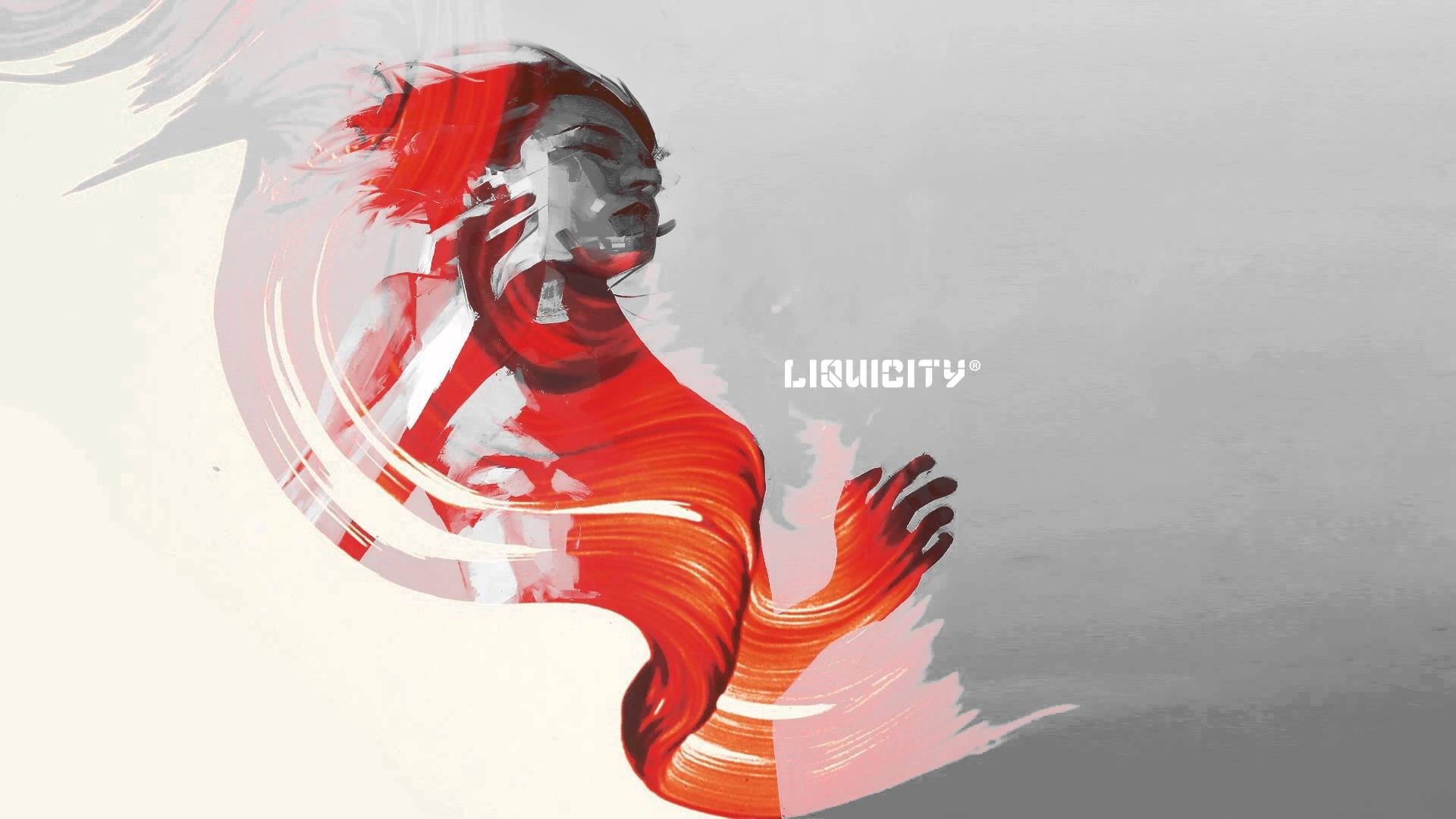 Liquicity illustration of a woman with red brush strokes HD Wallpaper