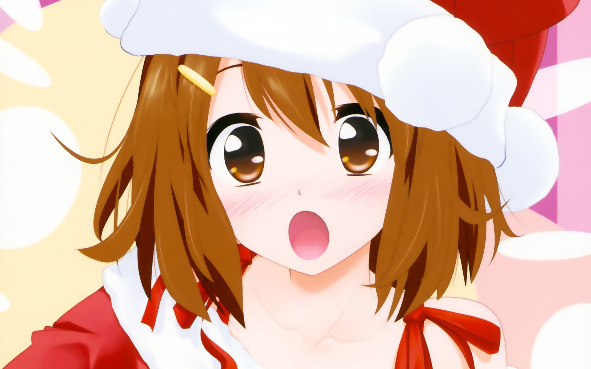 Yui Hirasawa from K-On! in Christmas outfit HD Wallpaper