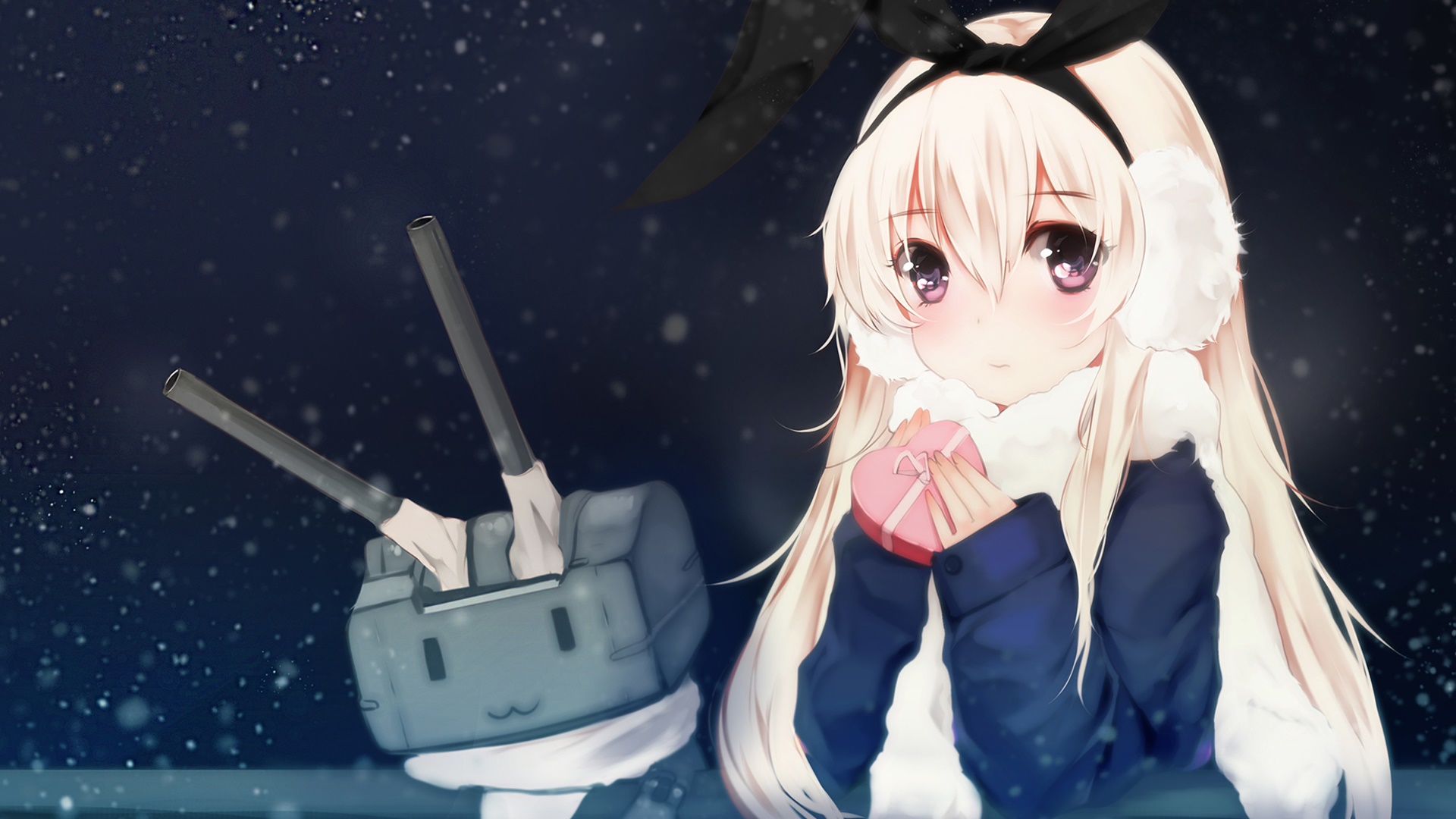 Anime girl in red kimono with white hair HD Wallpaper