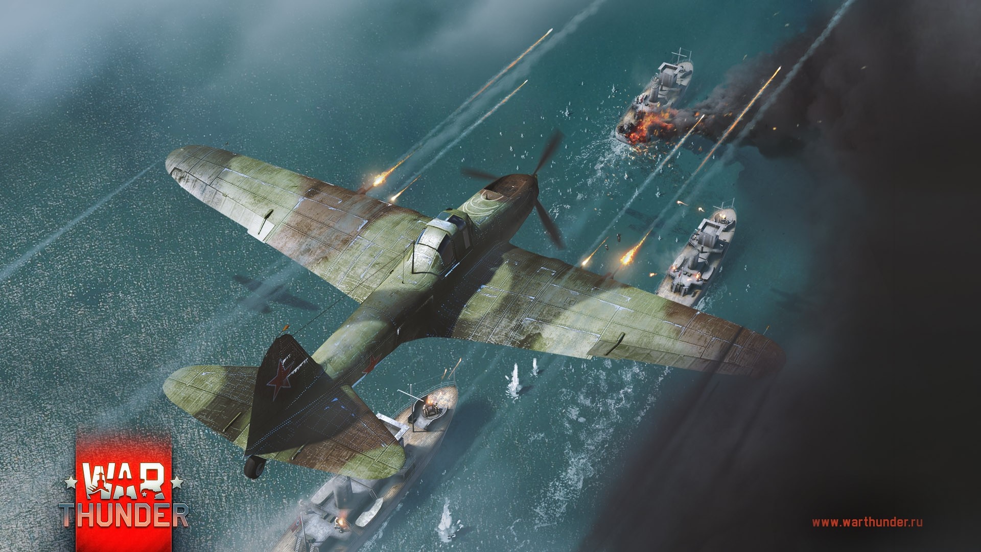 Ilyushin Il-2 attacking ships in War Thunder HD Wallpaper