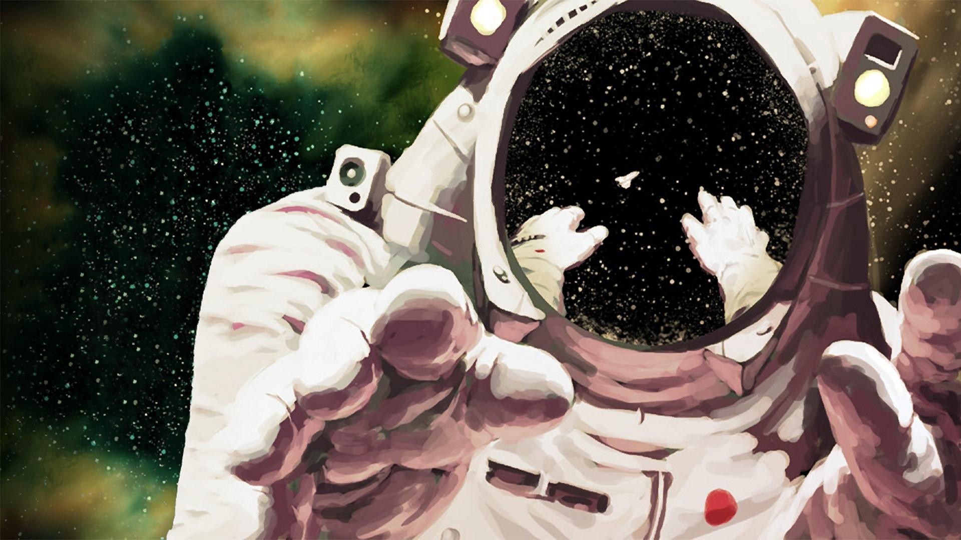 Astronaut Reaching into Space Illustration HD Wallpaper