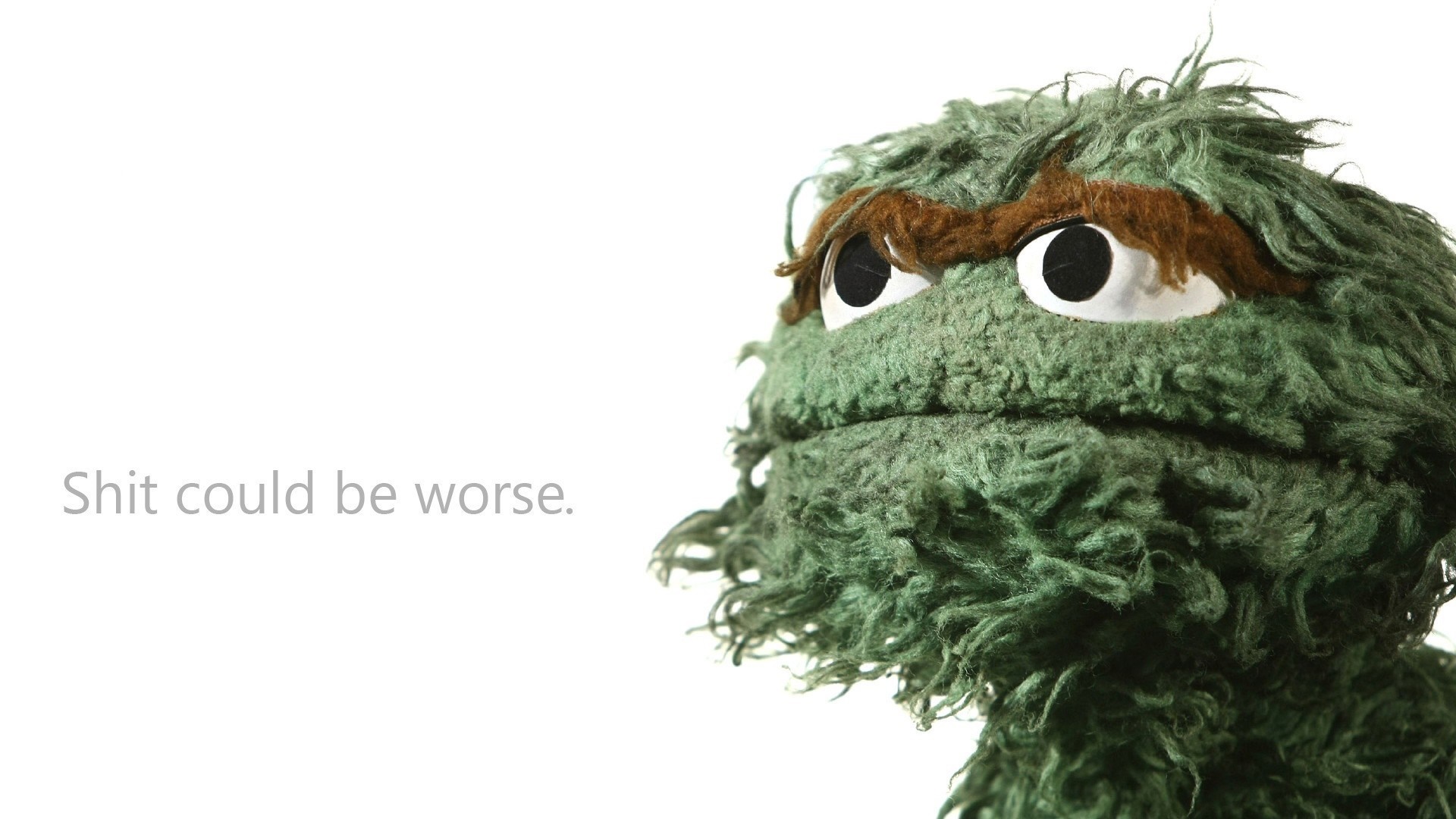 Oscar the Grouch from Sesame Street with text HD Wallpaper
