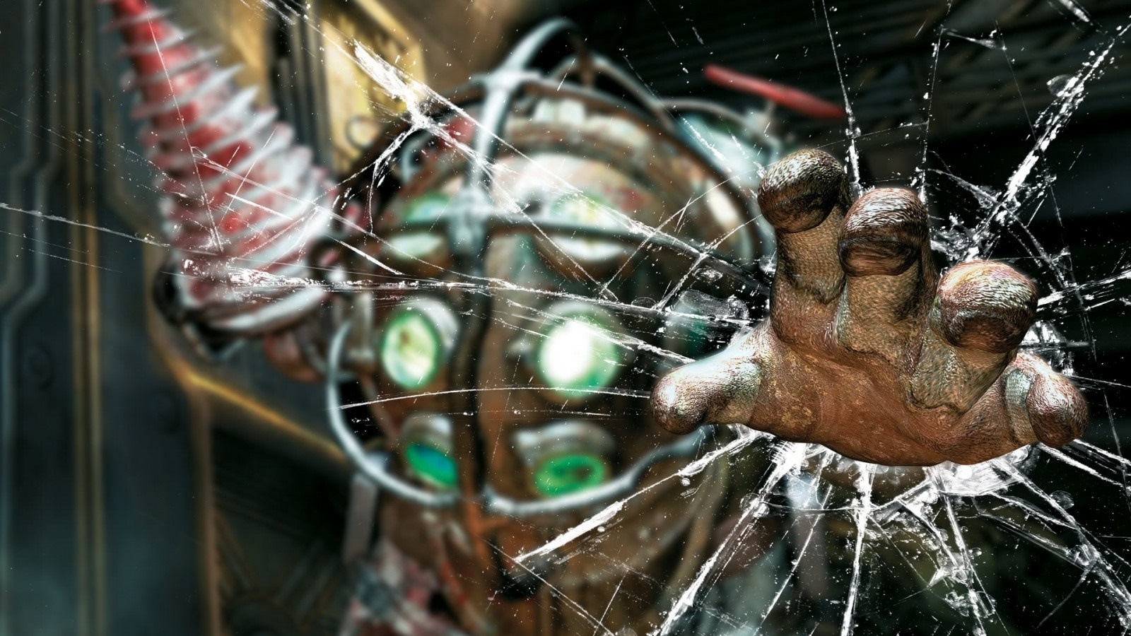 Big Daddy from BioShock breaking through glass HD Wallpaper