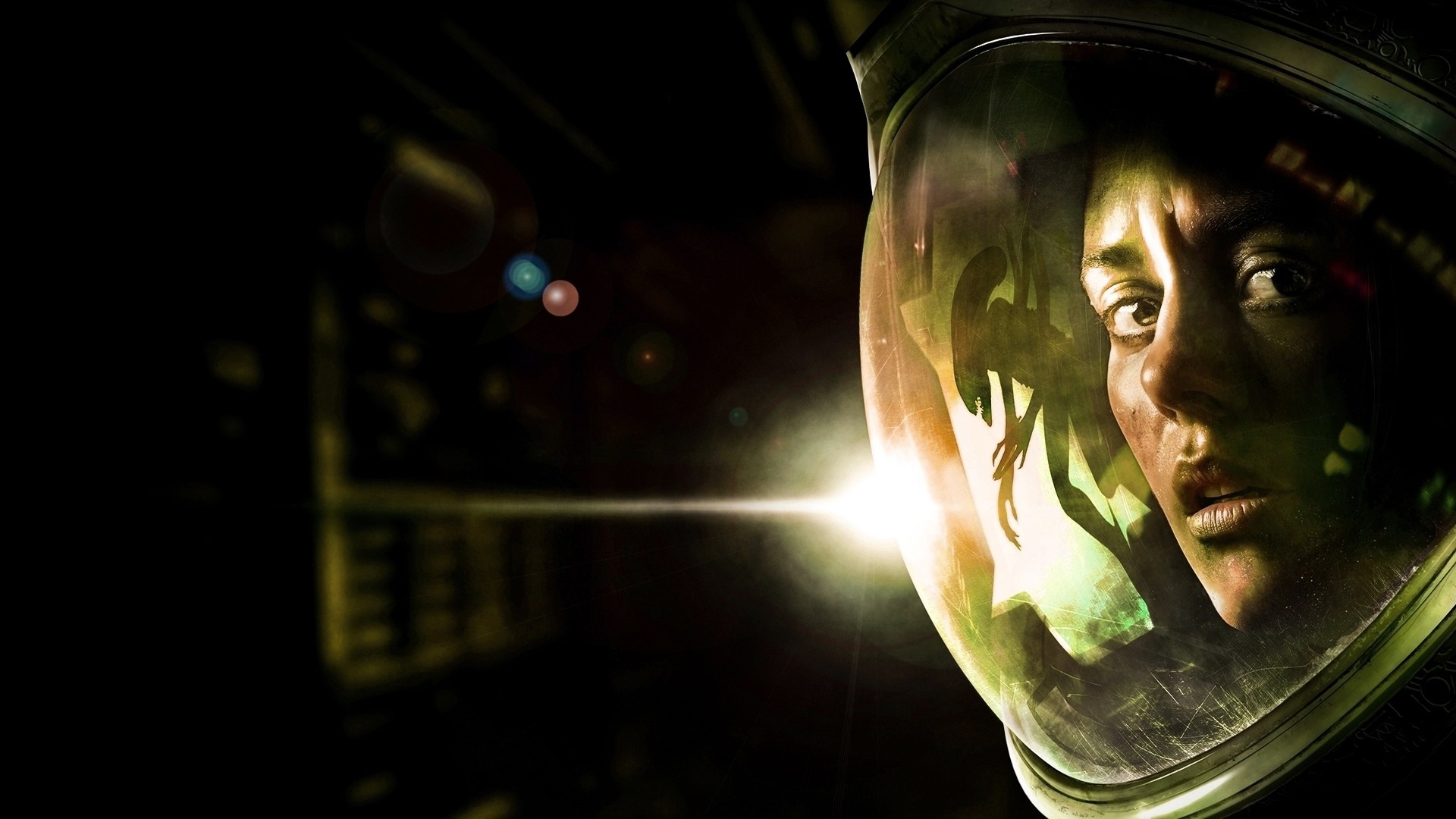 Amanda Ripley in helmet with Xenomorph reflection from Alien: Isolation HD Wallpaper
