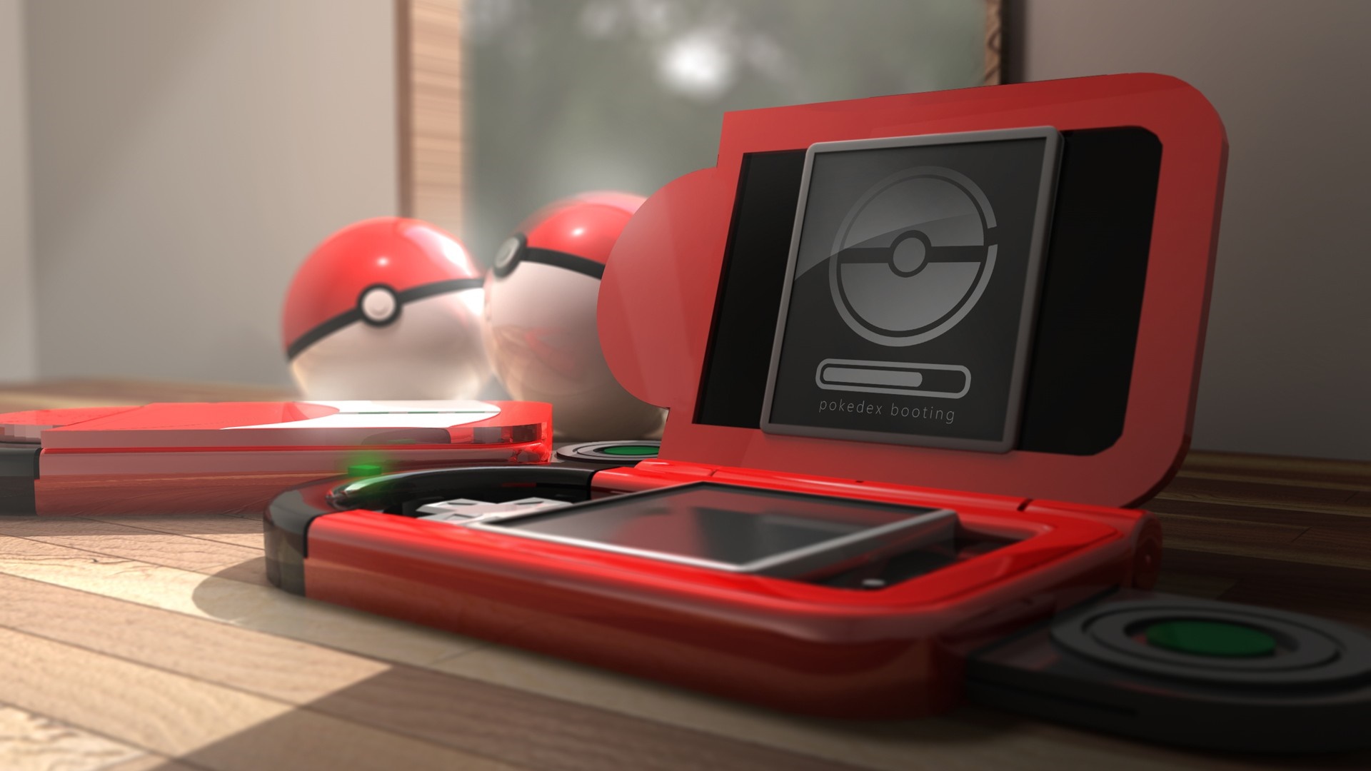 Pokemon Pokedex booting on a red device HD Wallpaper