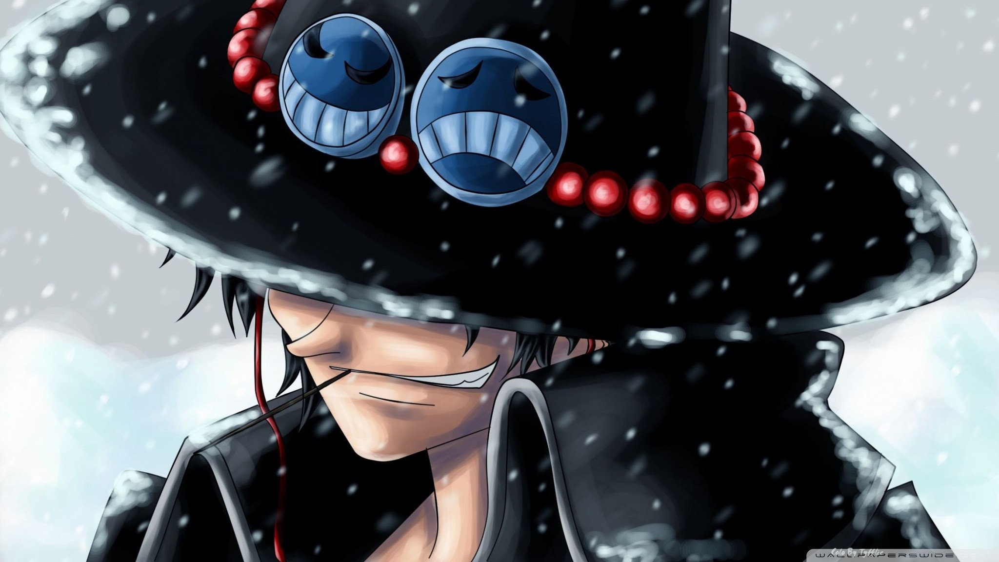 Portgas D Ace in Snowy Night from One Piece HD Wallpaper