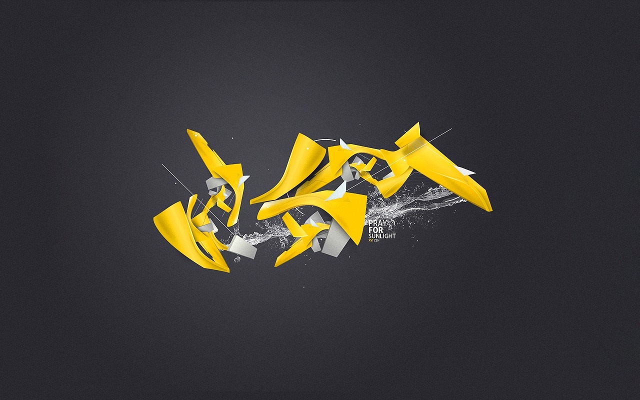 Abstract yellow and gray graphic design with text HD Wallpaper