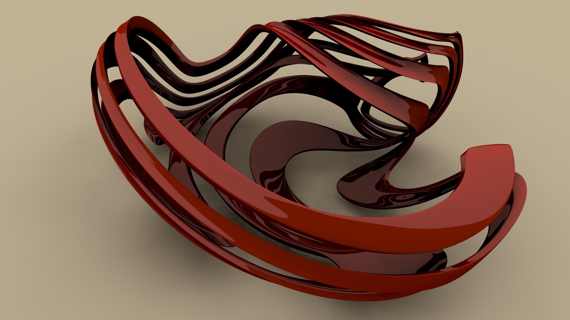 Abstract red and black swirling ribbons HD Wallpaper