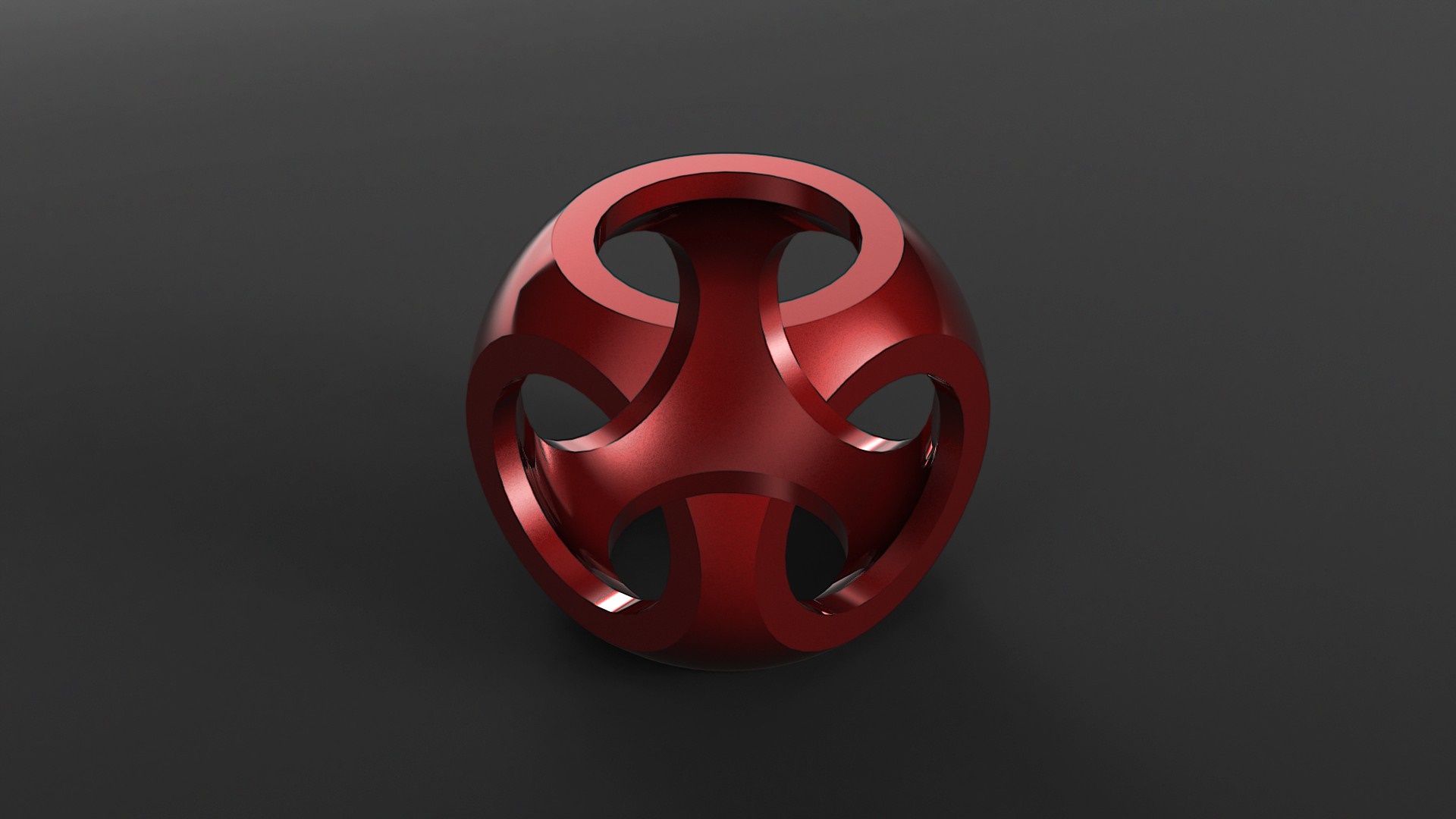 Red abstract geometric sphere on a dark background HD Wallpaper