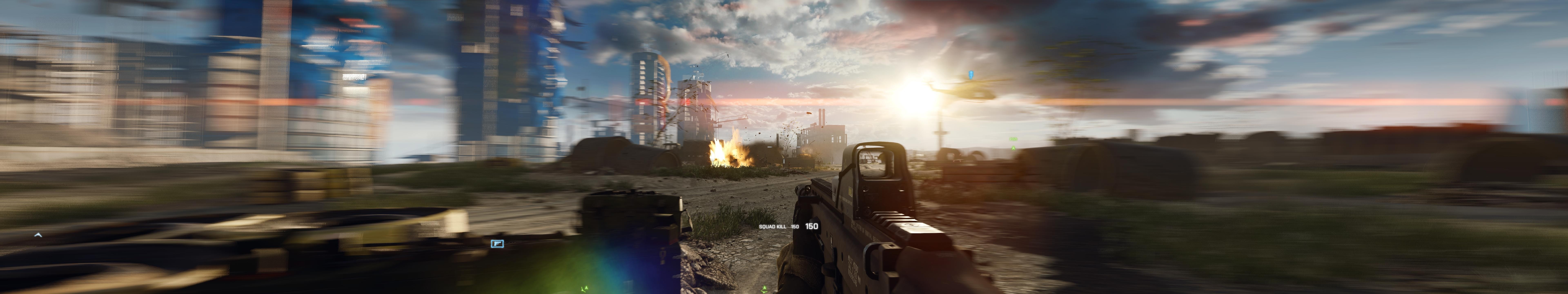 Battlefield 4 first-person view with buildings and explosions HD Wallpaper