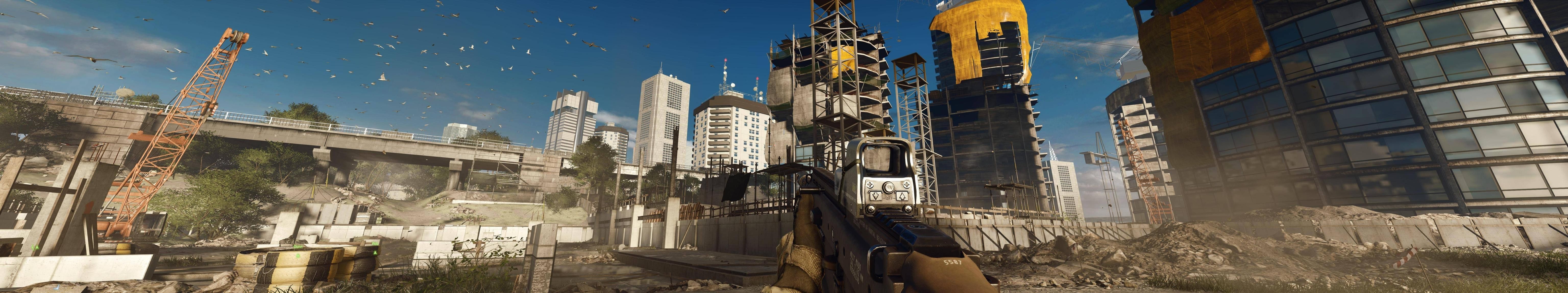 Battlefield 4 Cityscape with Crane and Buildings HD Wallpaper
