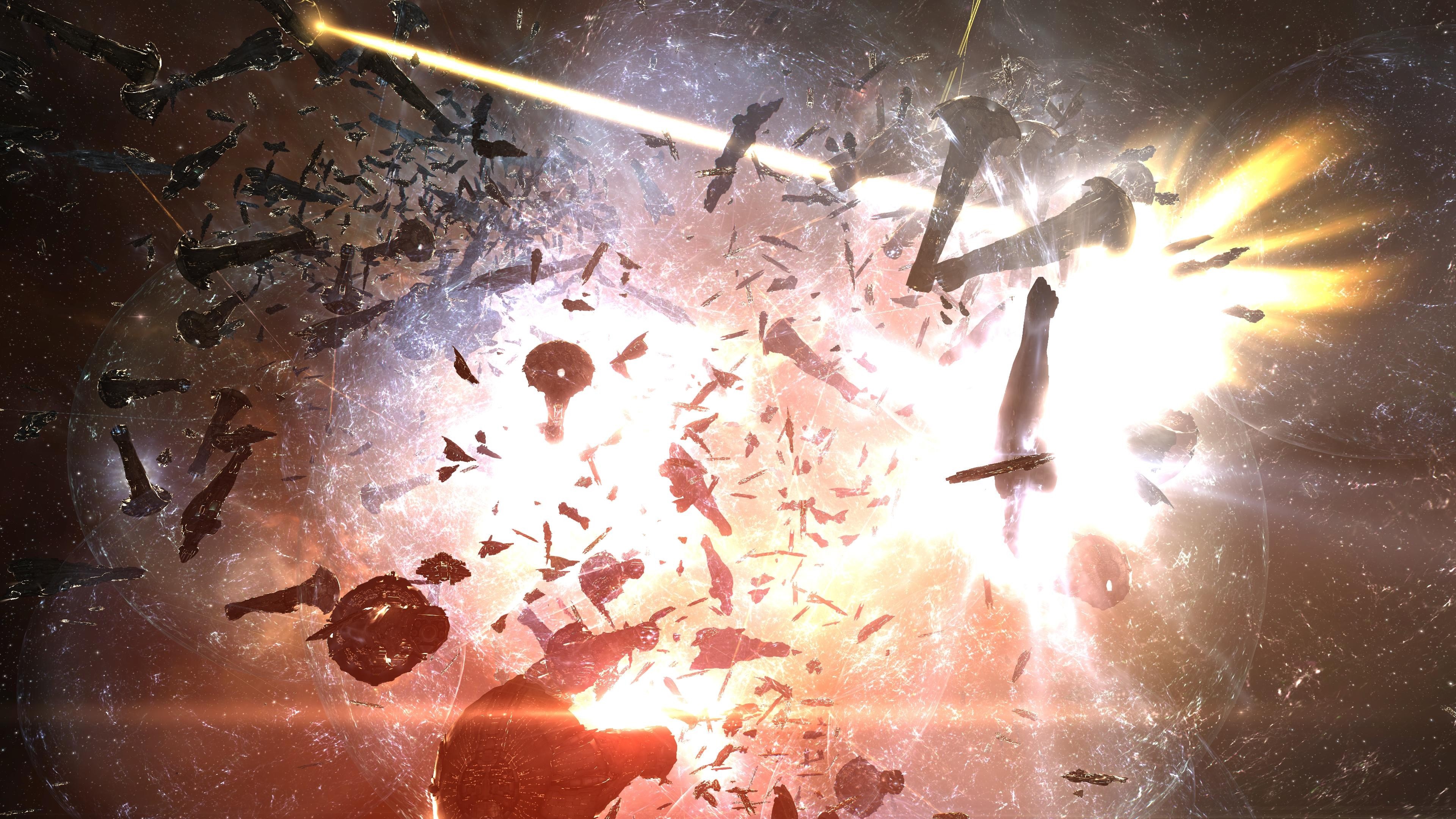 Spaceship battle explosion in EVE Online HD Wallpaper