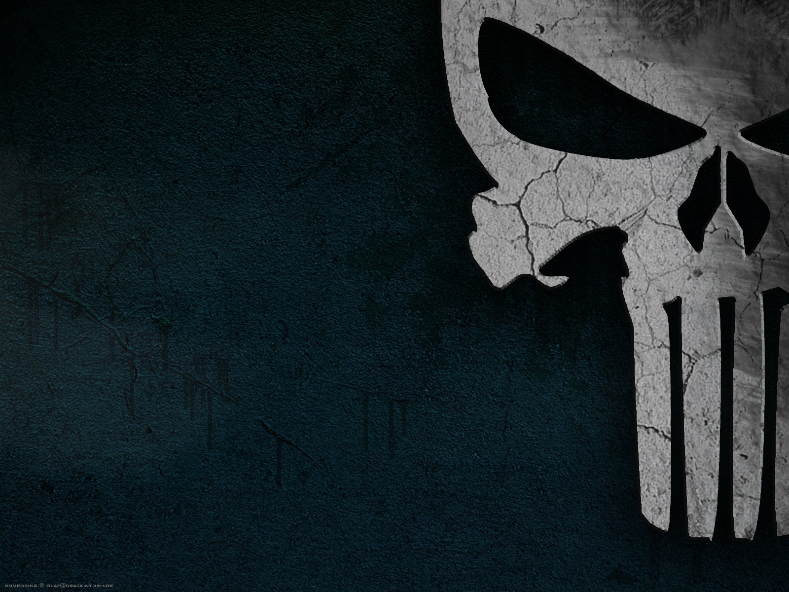 The Punisher skull on a dark background HD Wallpaper