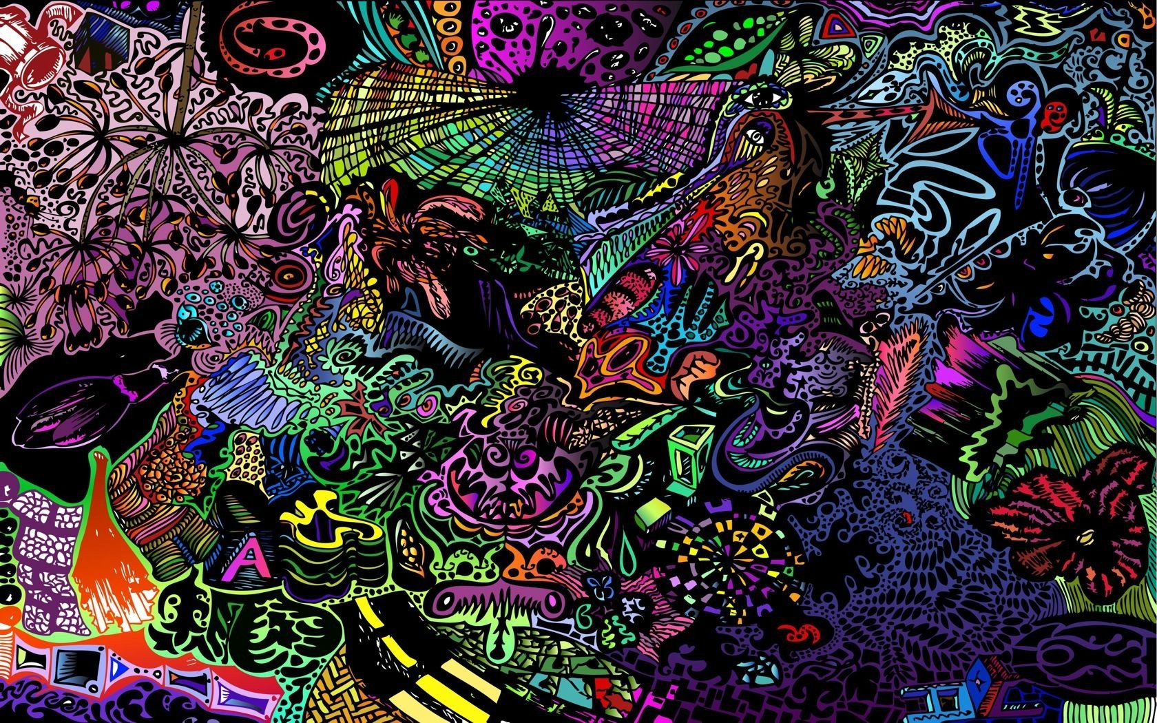 Psychedelic Abstract Illustration with Fractal Patterns HD Wallpaper