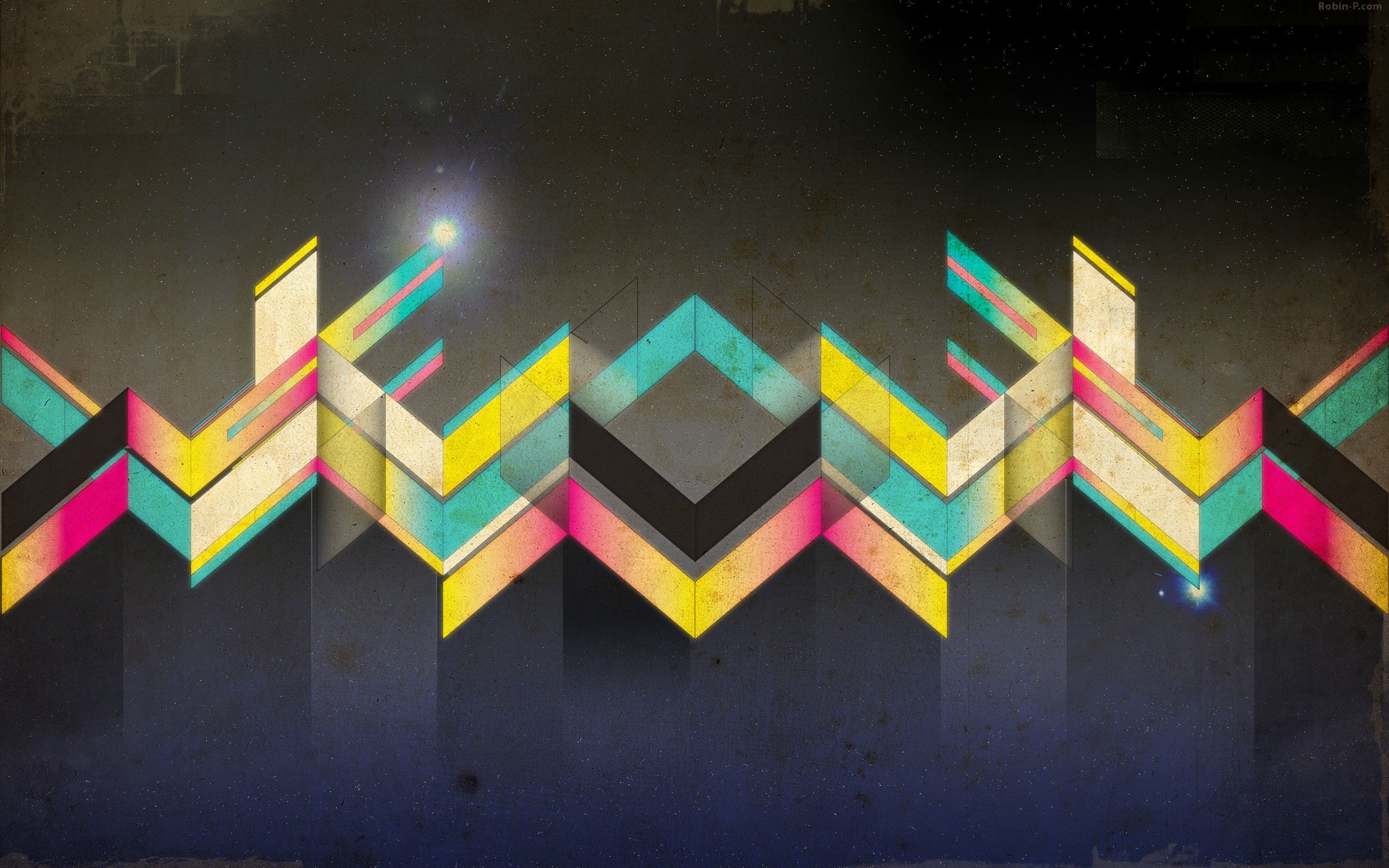Abstract geometric shapes with neon colors HD Wallpaper