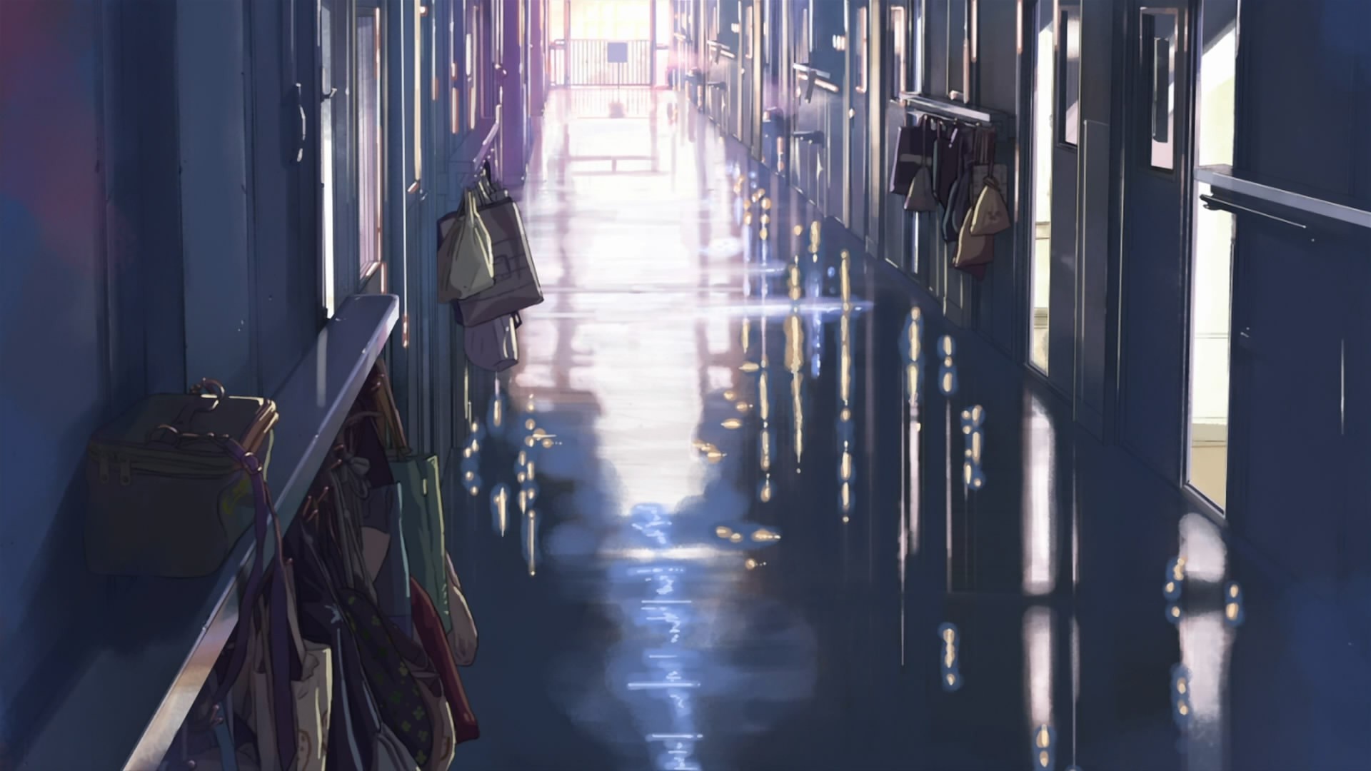 Hallway with bags and reflections HD Wallpaper