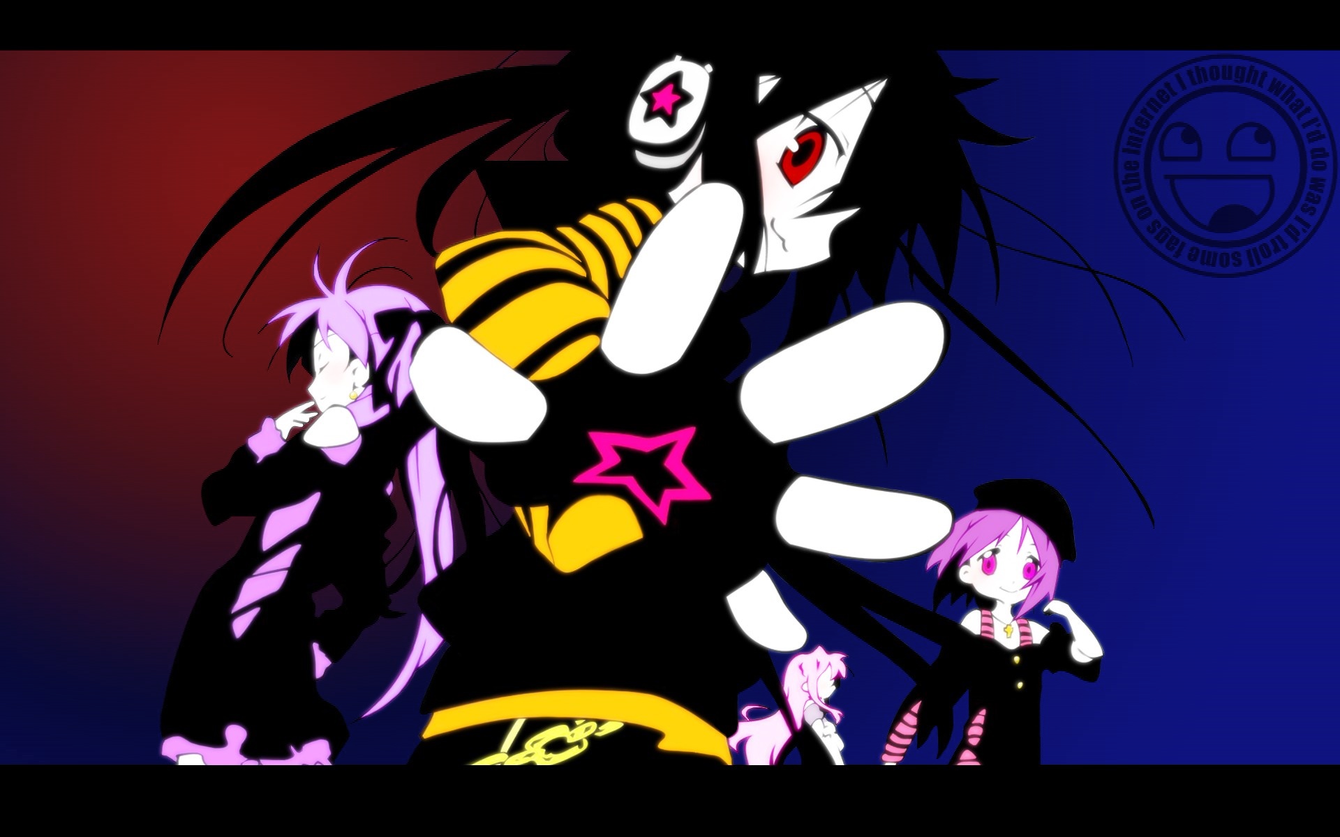 Anime characters with black and pink hair HD Wallpaper