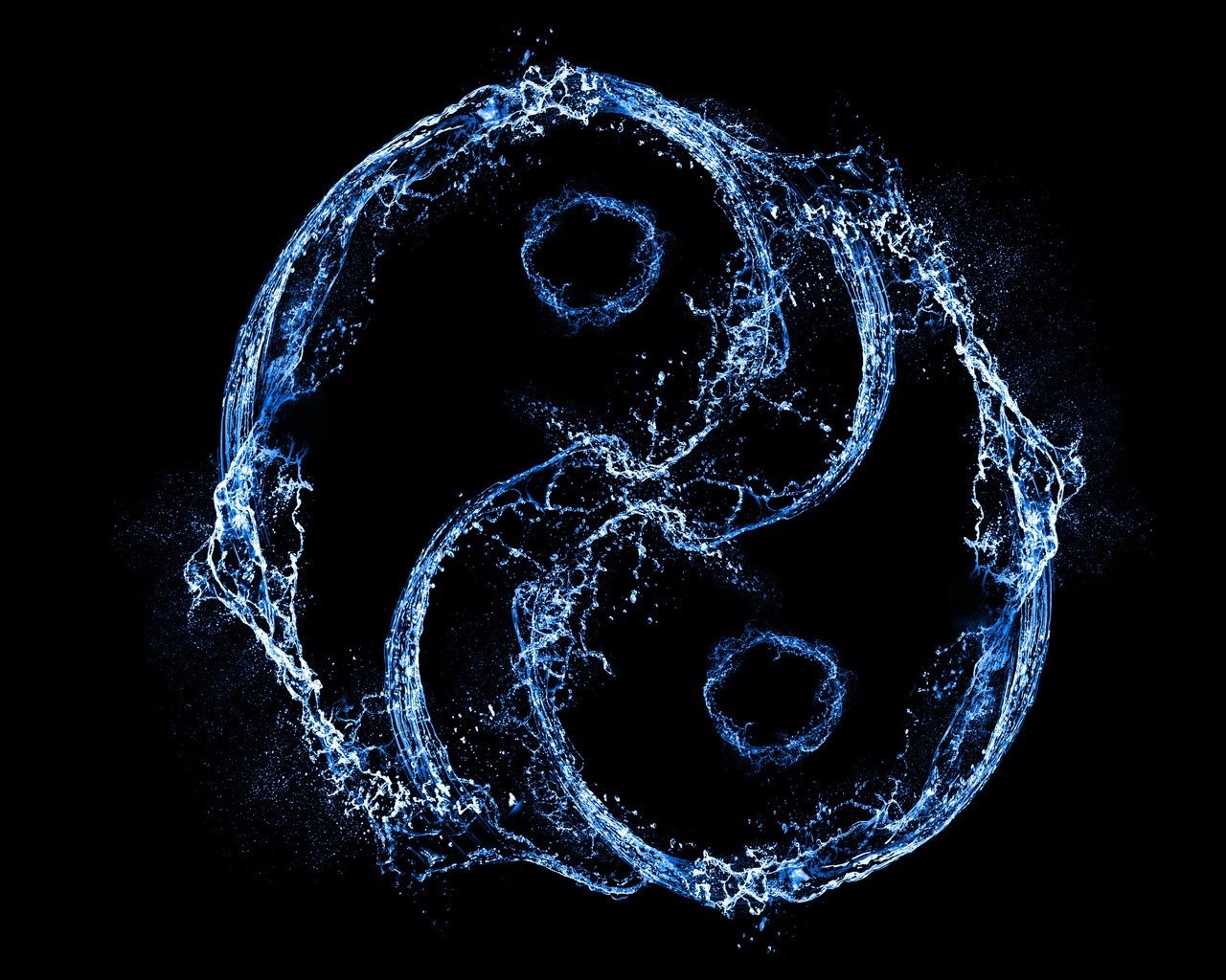 Yin and Yang symbol made of water splashes HD Wallpaper