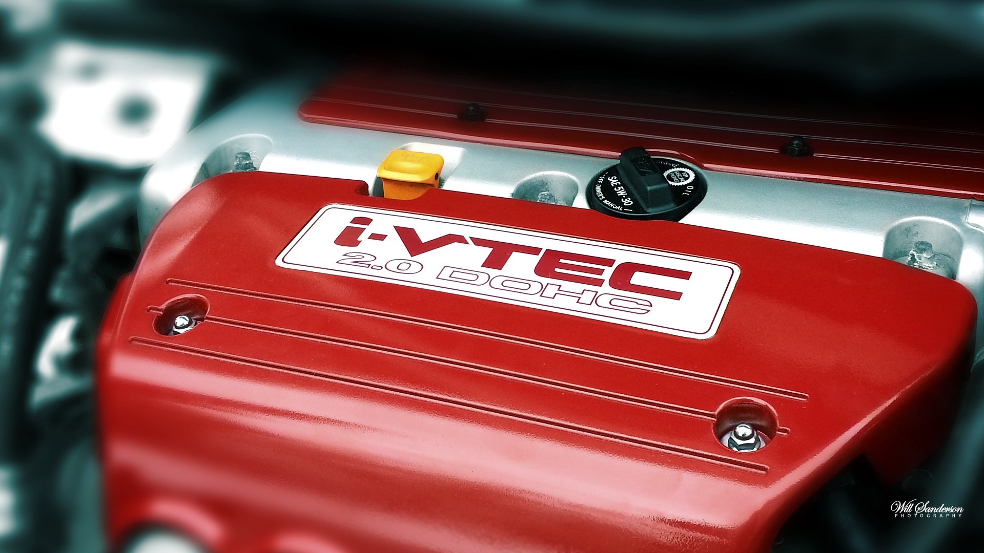 Red Honda i-VTEC 2.0 DOHC Engine Cover HD Wallpaper