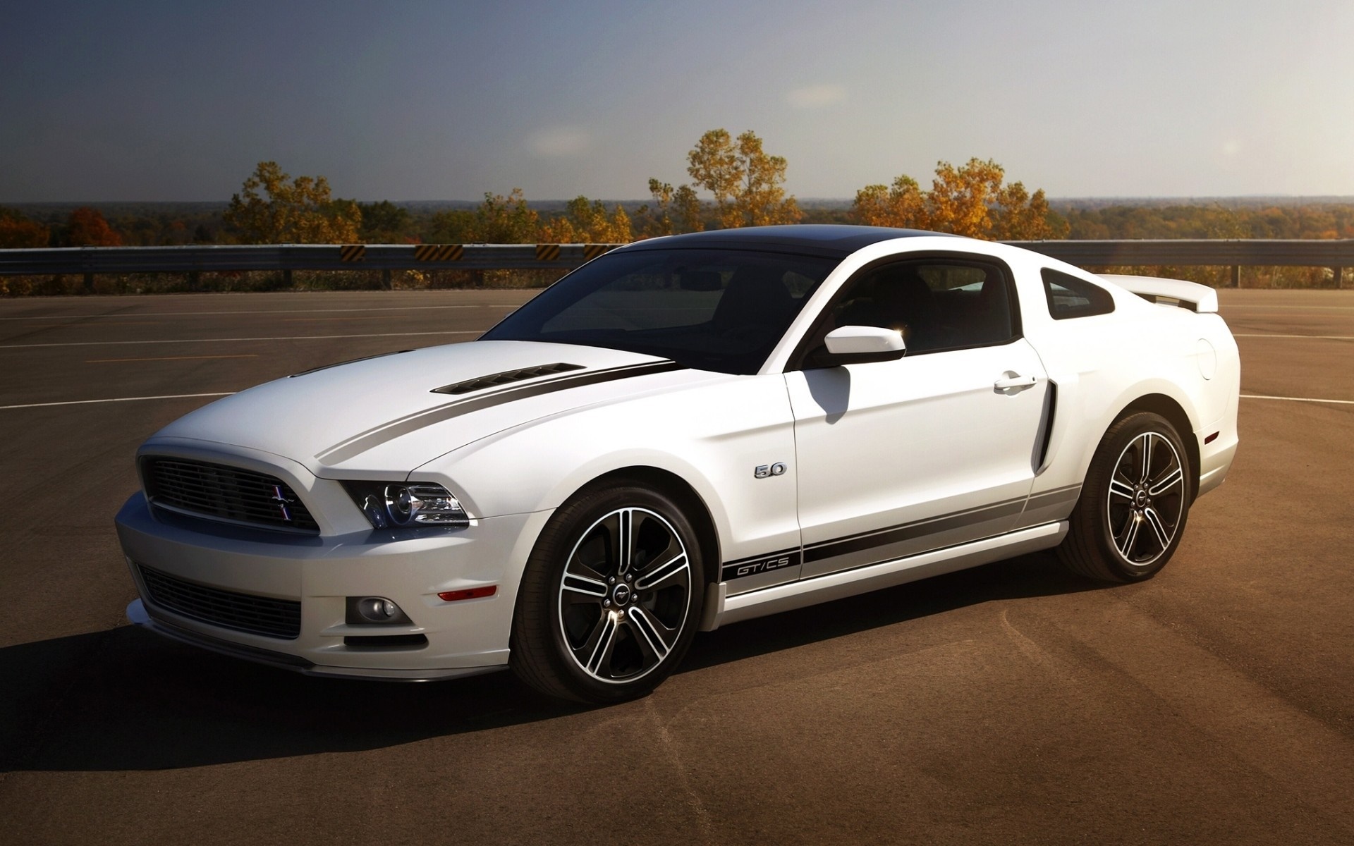 White Ford Mustang GT/CS parked on asphalt HD Wallpaper