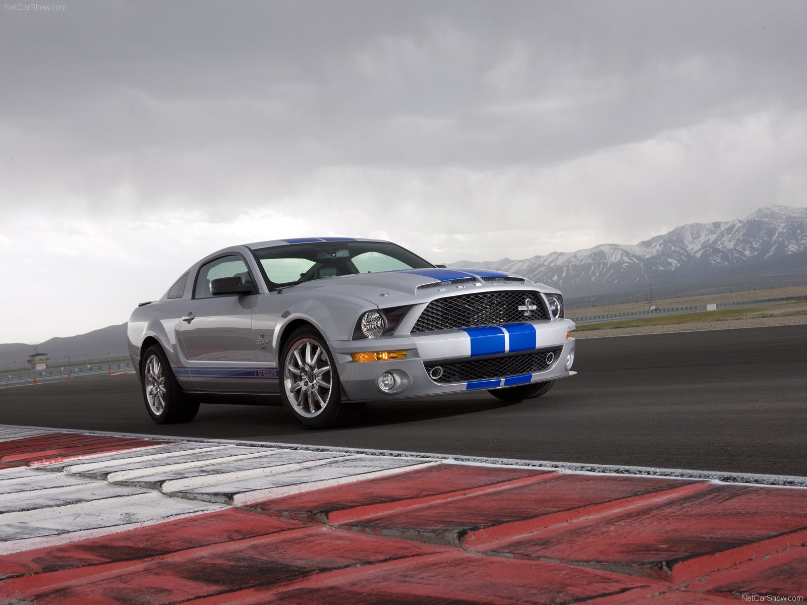 Silver Ford Mustang Shelby GT500 on a Race Track HD Wallpaper