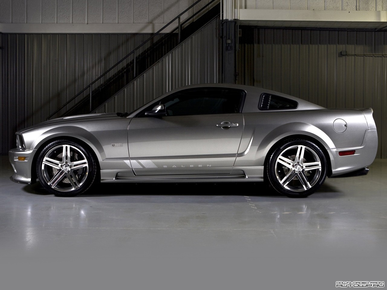 Silver Saleen Ford Mustang parked indoors HD Wallpaper