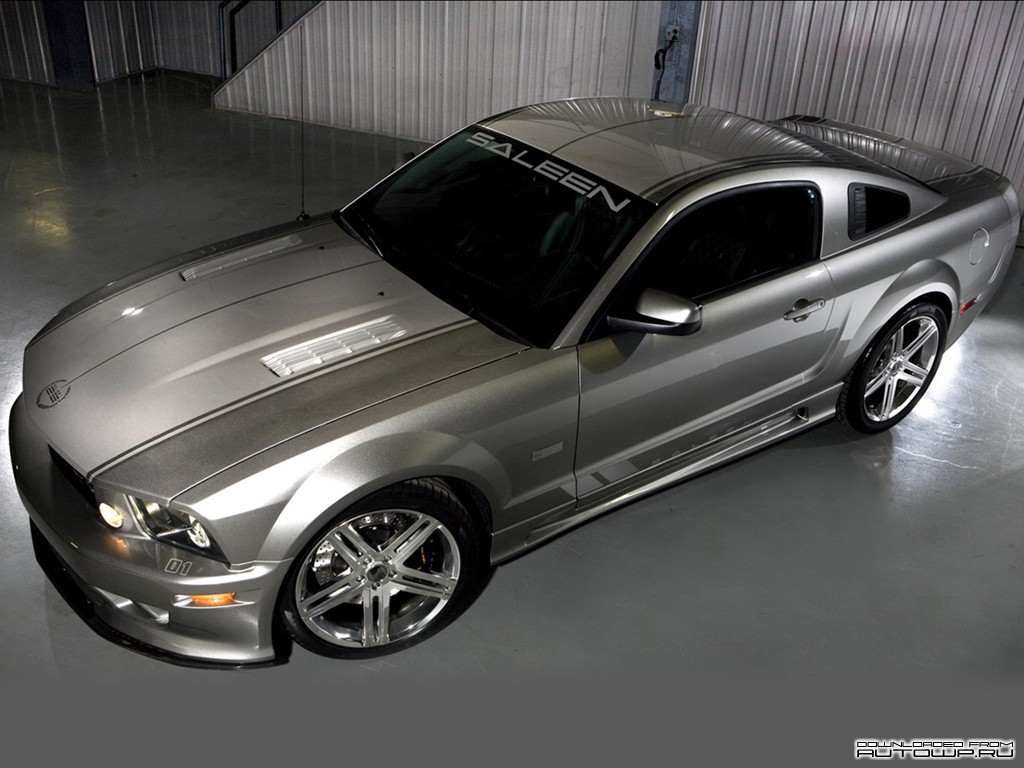 Silver Saleen Ford Mustang parked indoors HD Wallpaper