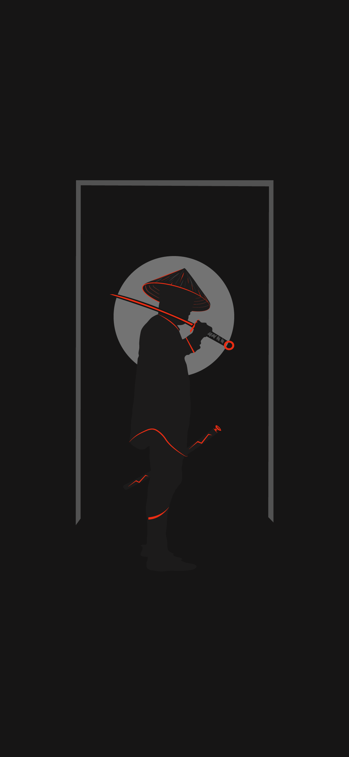 Samurai silhouette with katana and moon HD Phone Wallpaper