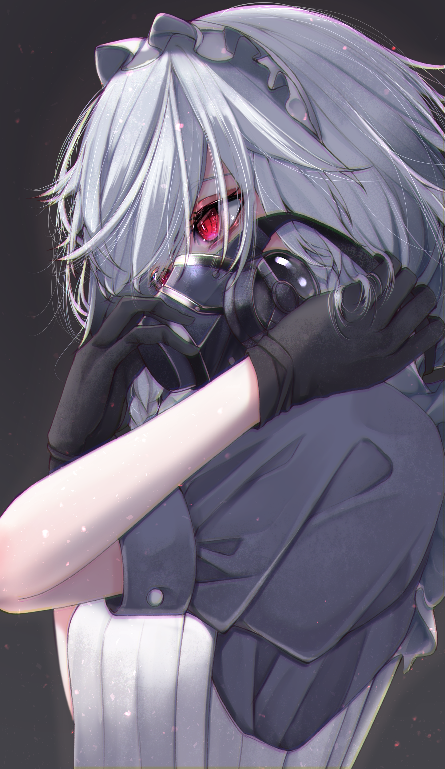 Izayoi Sakuya from Touhou wearing a gas mask HD Phone Wallpaper