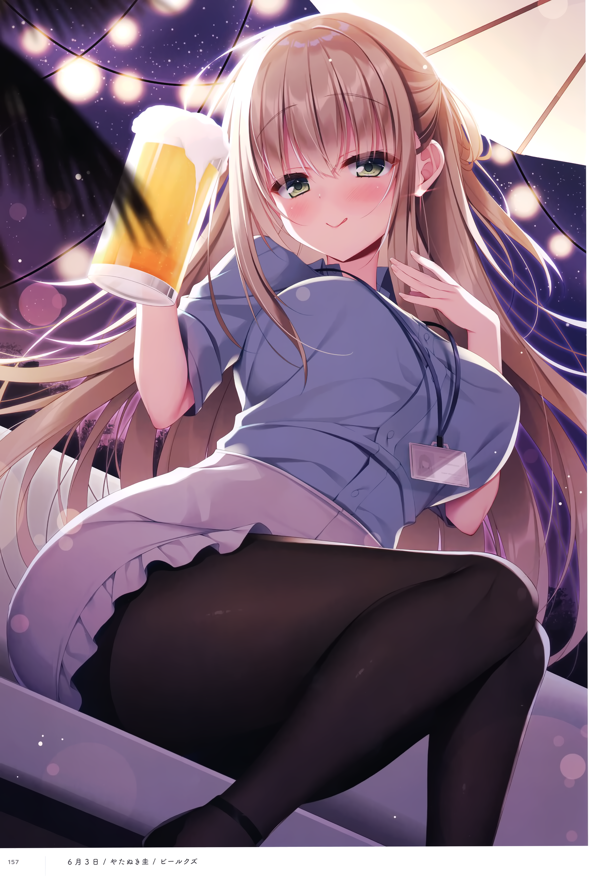 Anime girl with beer by Yatanukikey HD Phone Wallpaper