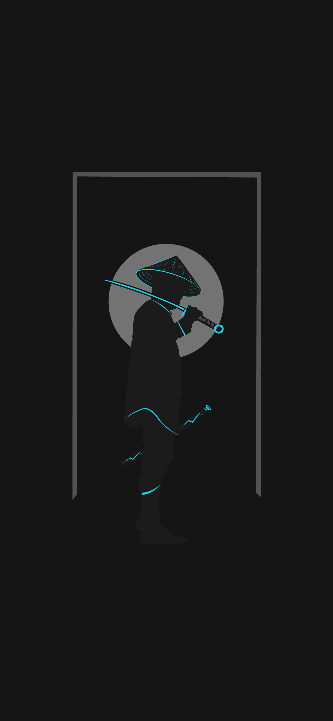 Minimalist silhouette of a swordsman with a katana HD Phone Wallpaper