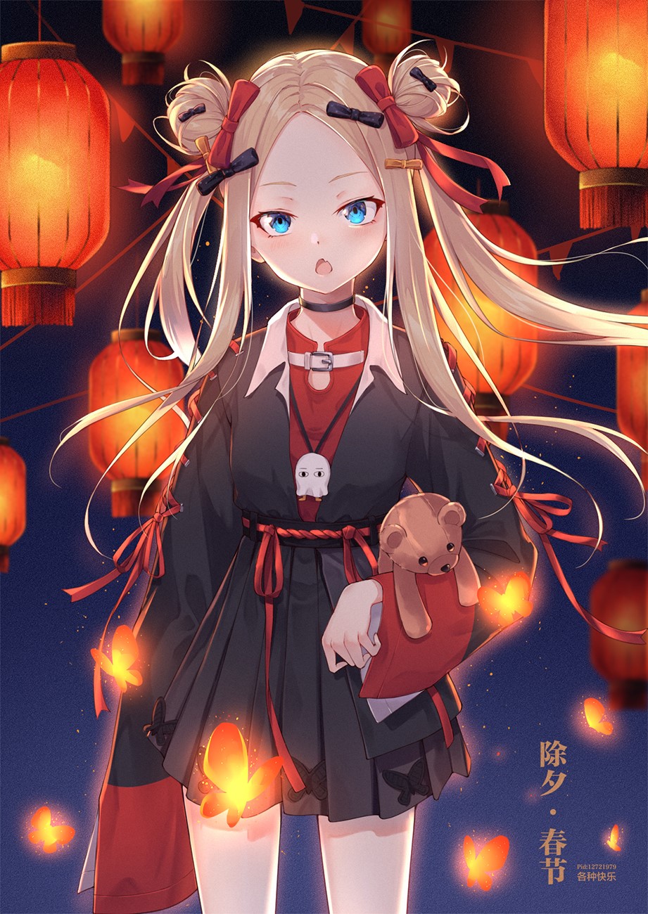 Abigail Williams from Fate/Grand Order with teddy bear HD Phone Wallpaper