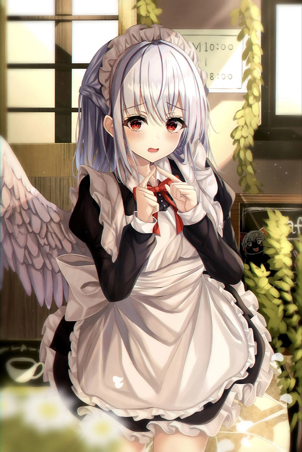 Maid with Wings in Cafe HD Phone Wallpaper