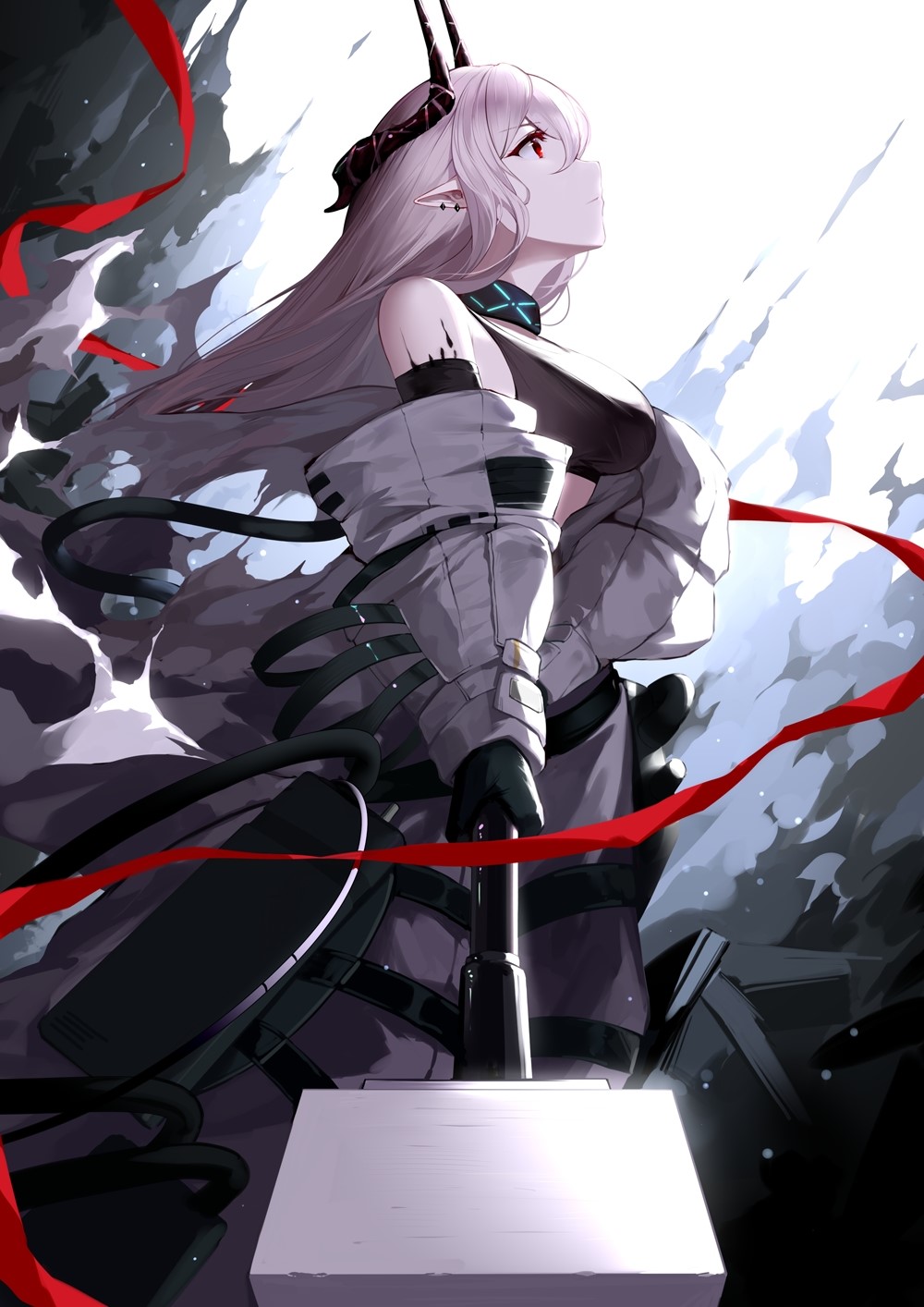 Mudrock from Arknights with Powerful Stance HD Phone Wallpaper