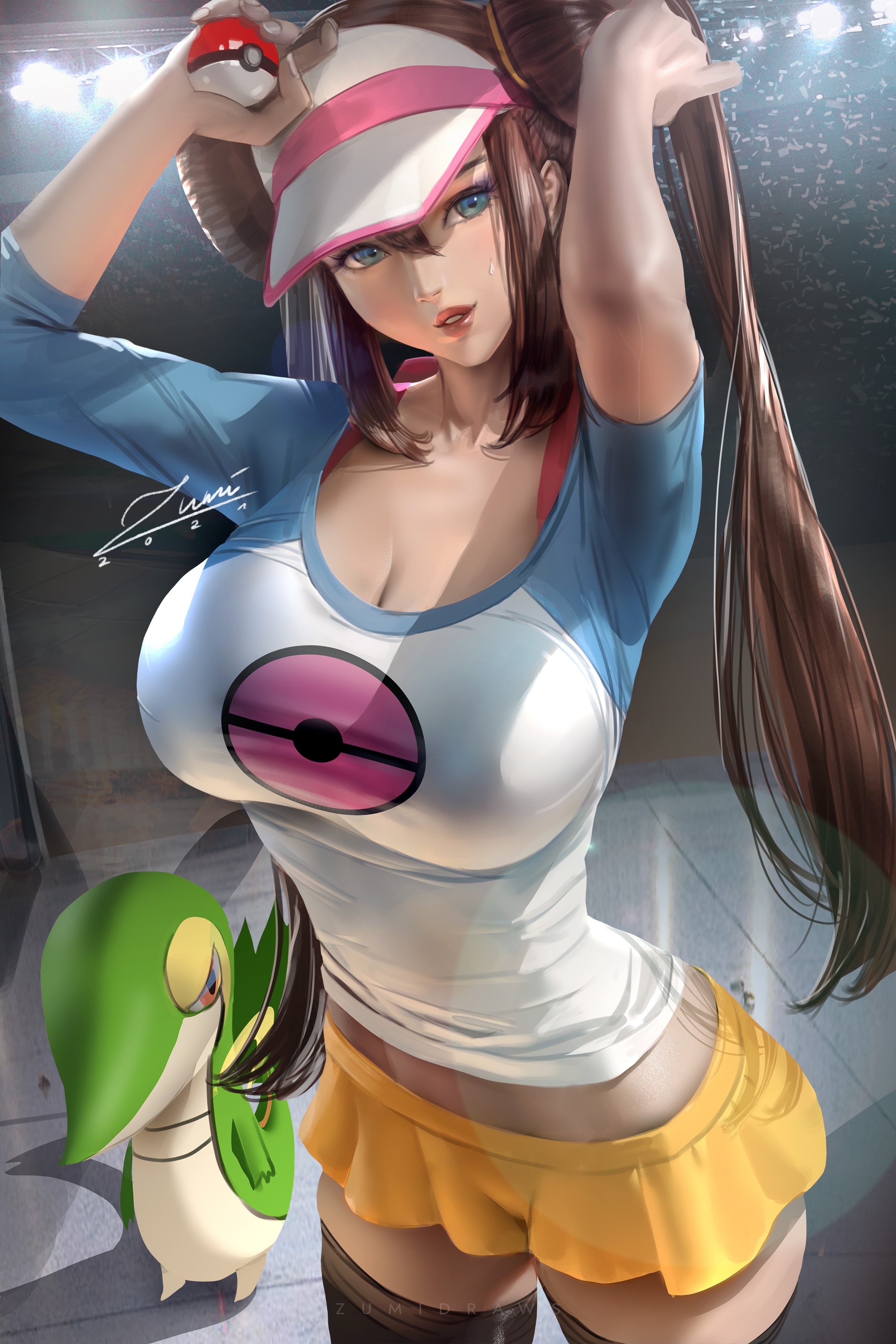 Rosa from Pokémon in Stylish Outfit HD Phone Wallpaper