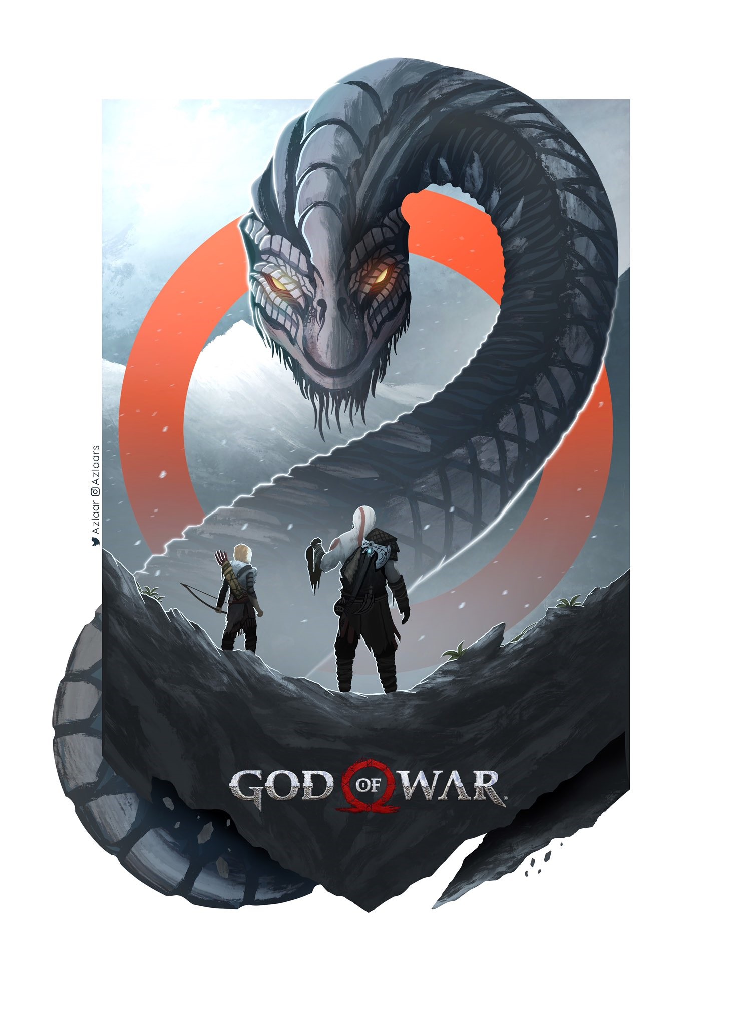 Kratos and Atreus face Jörmungandr in God of War HD Phone Wallpaper