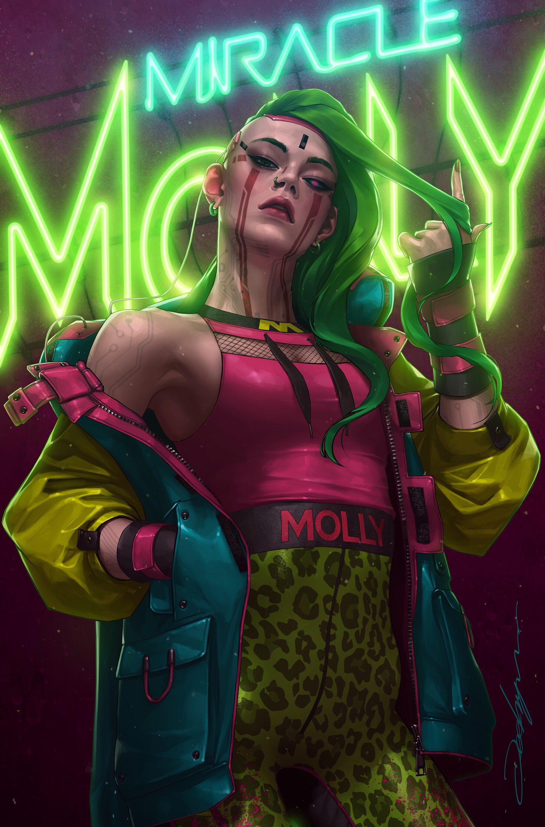 Molly from Miracle Neon Artwork by JeeHyung Lee HD Phone Wallpaper