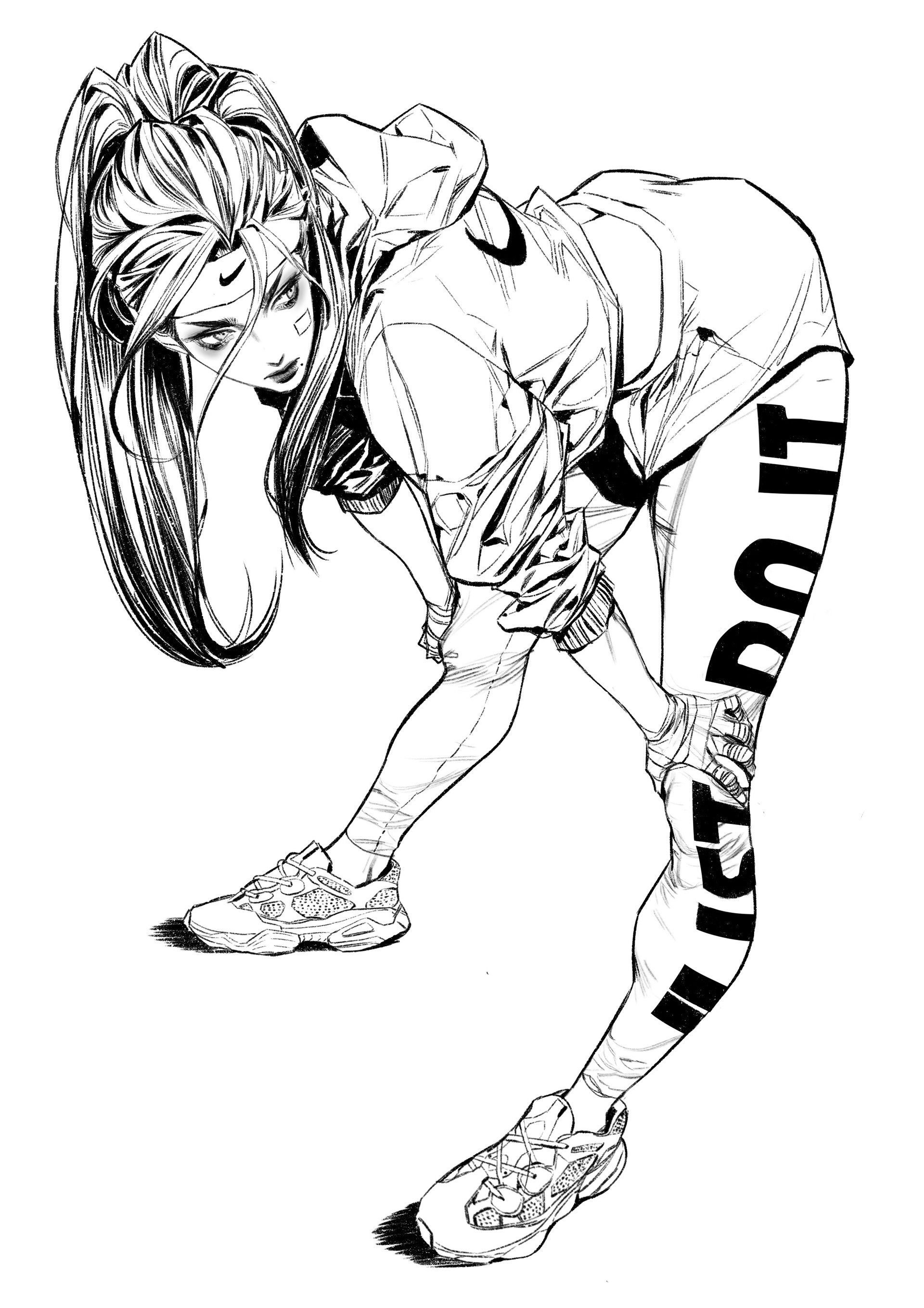 Woman in Nike athletic wear with 'Just Do It' leggings HD Phone Wallpaper