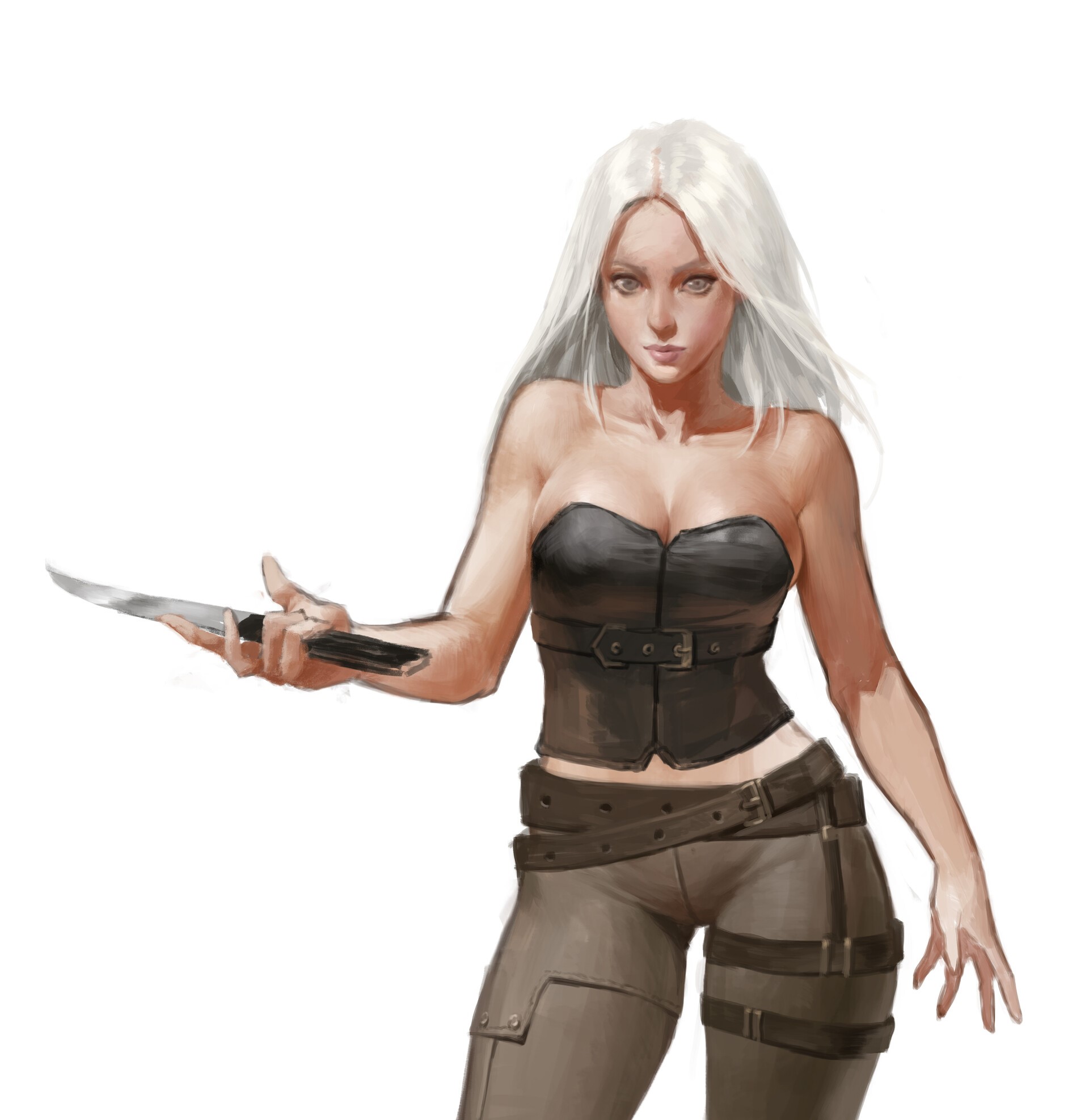 Woman with a knife by Bangku An HD Phone Wallpaper