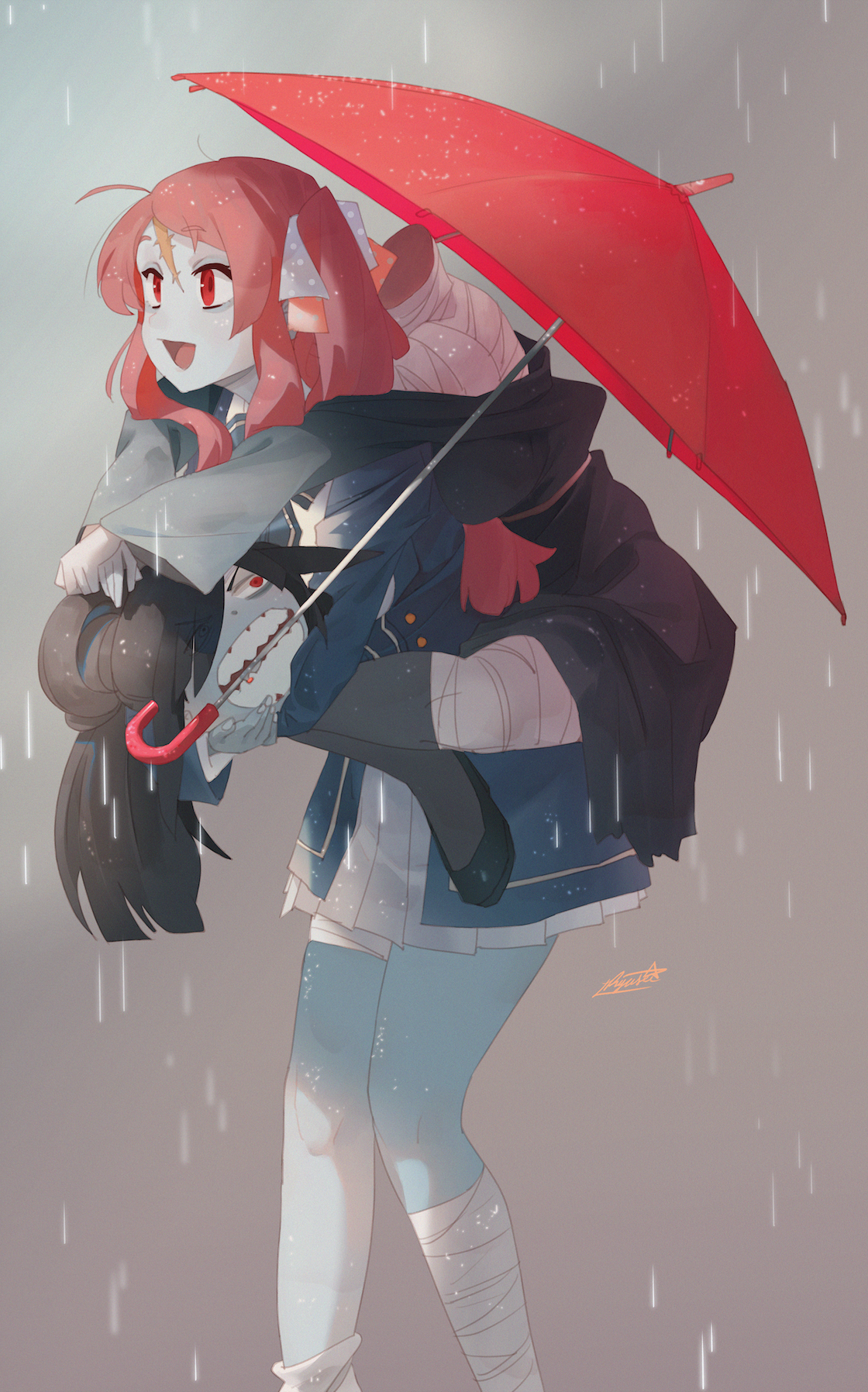 Sakura Minamoto and Tae Yamada from Zombieland Saga in the rain HD Phone Wallpaper