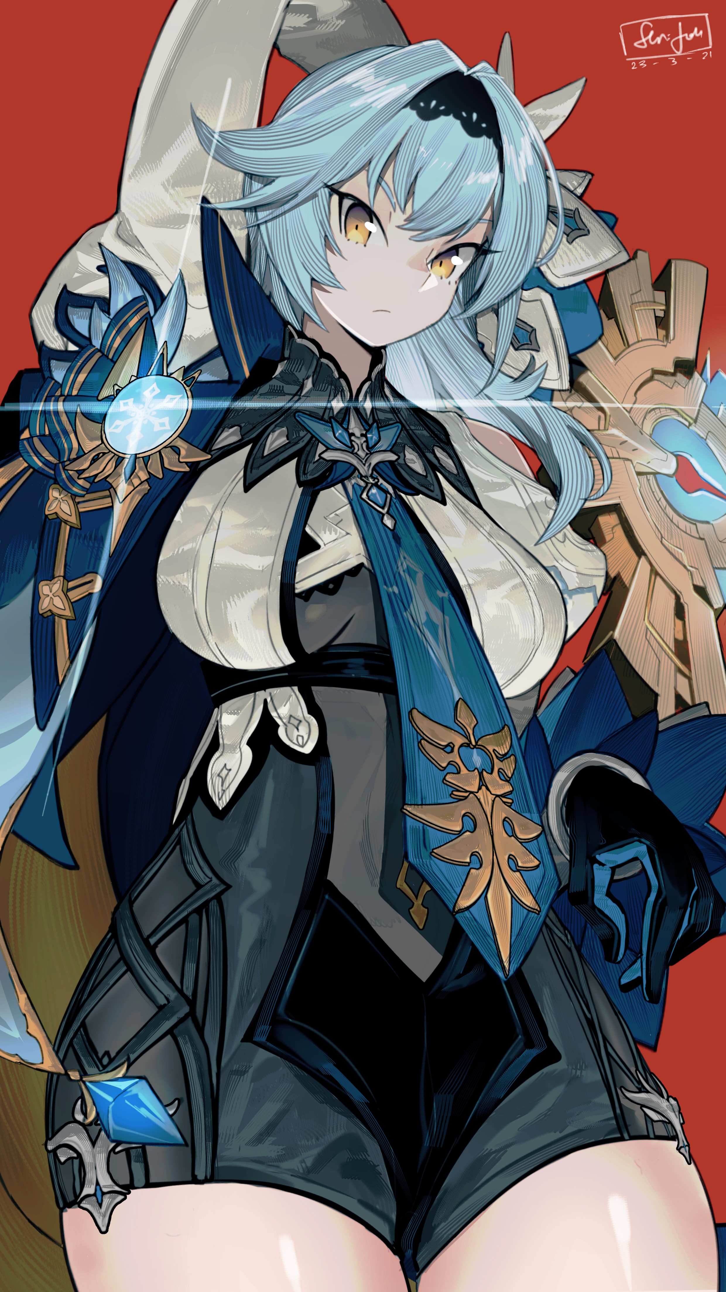 Eula from Genshin Impact with sword HD Phone Wallpaper