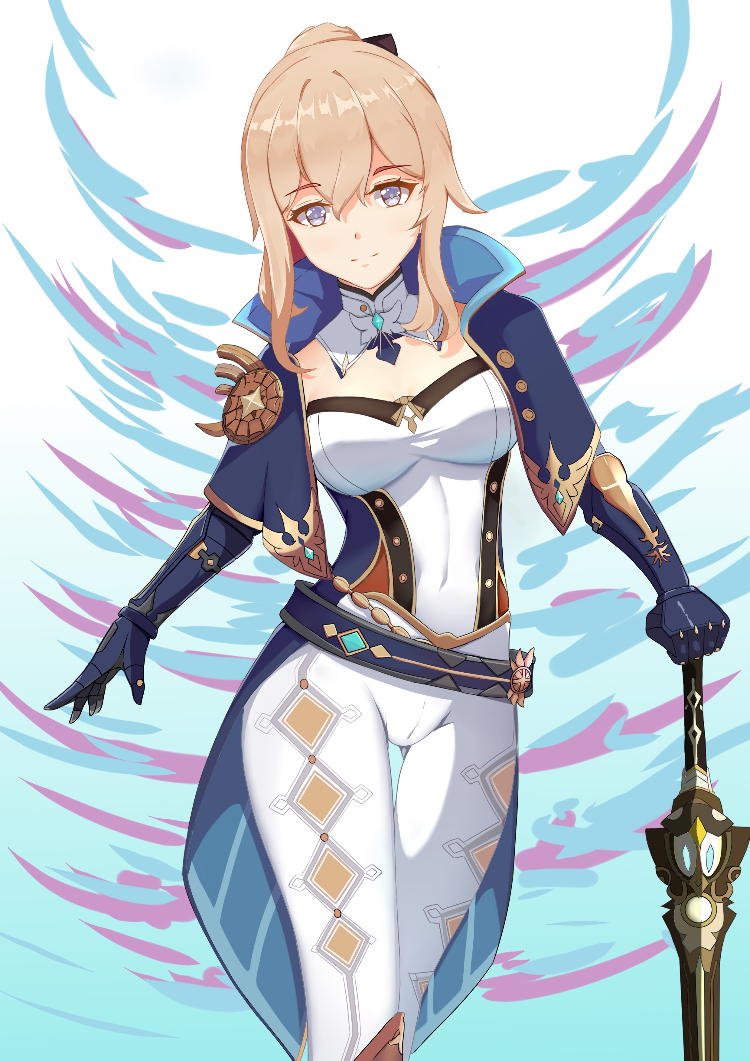 Jean from Genshin Impact holding a sword HD Phone Wallpaper