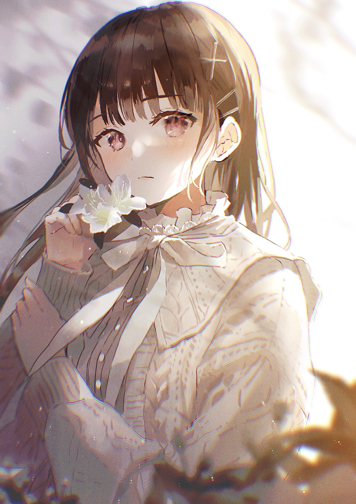 Anime girl with flowers, Oyuyu HD Phone Wallpaper